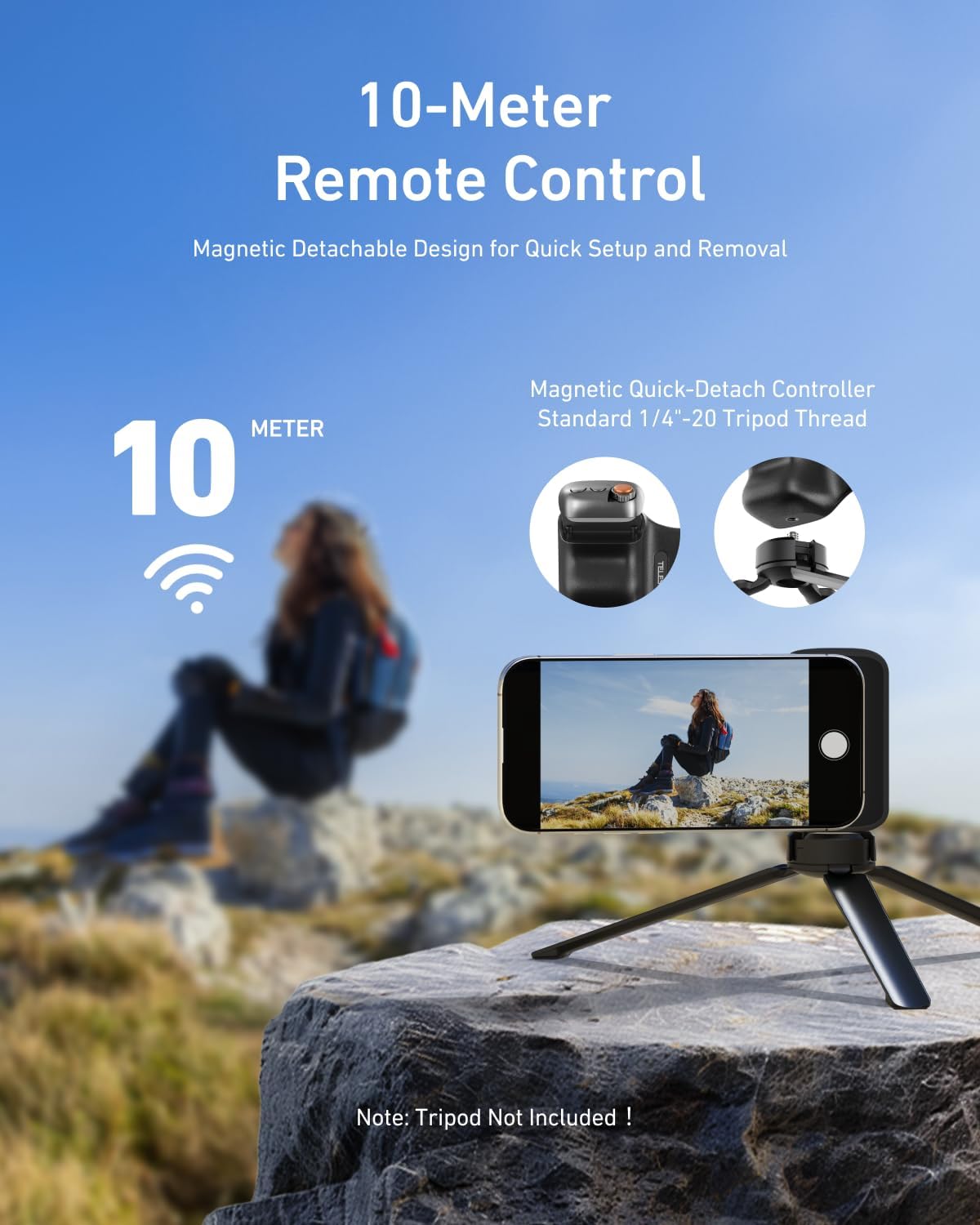 Thumbnail 5 de TELESIN Fun Shot impugnatura smartphone nera + TELESIN C03 luce magnetica per selfie nera: set per foto, TikTok e chiamate