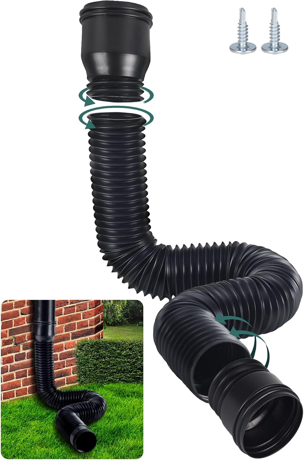 Detalle de BKITC flexibel stuprörsförlängning 47–150 cm med adaptrar för 80/100 mm