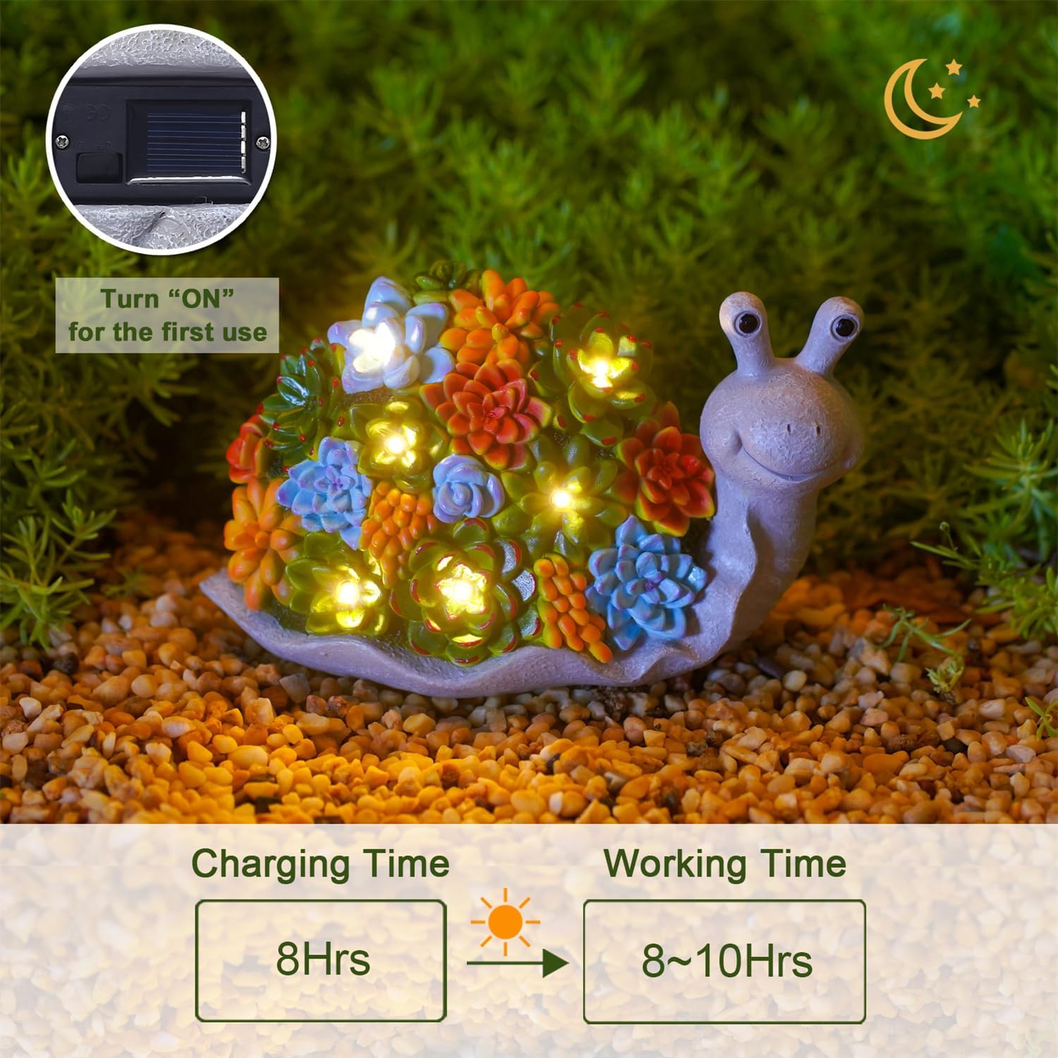Thumbnail 5 de Yeomoo Schnecken-Deko mit Solarlampen für draußen – lustige Gartenfigur mit wetterfester Resin-Optik