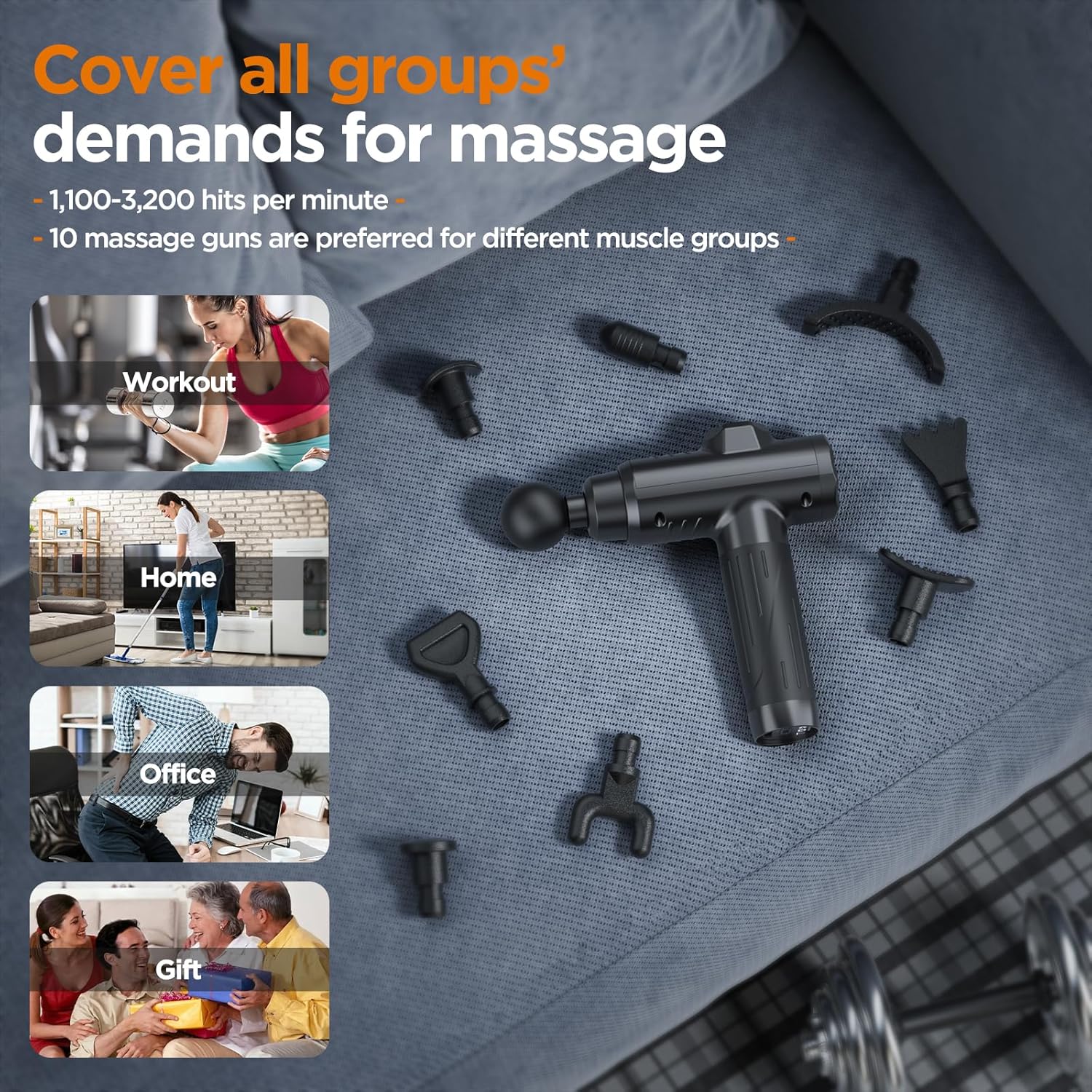 Detalle 2 de 2025 Upgraded Deep Tissue Massage Gun 30 speeds 💆