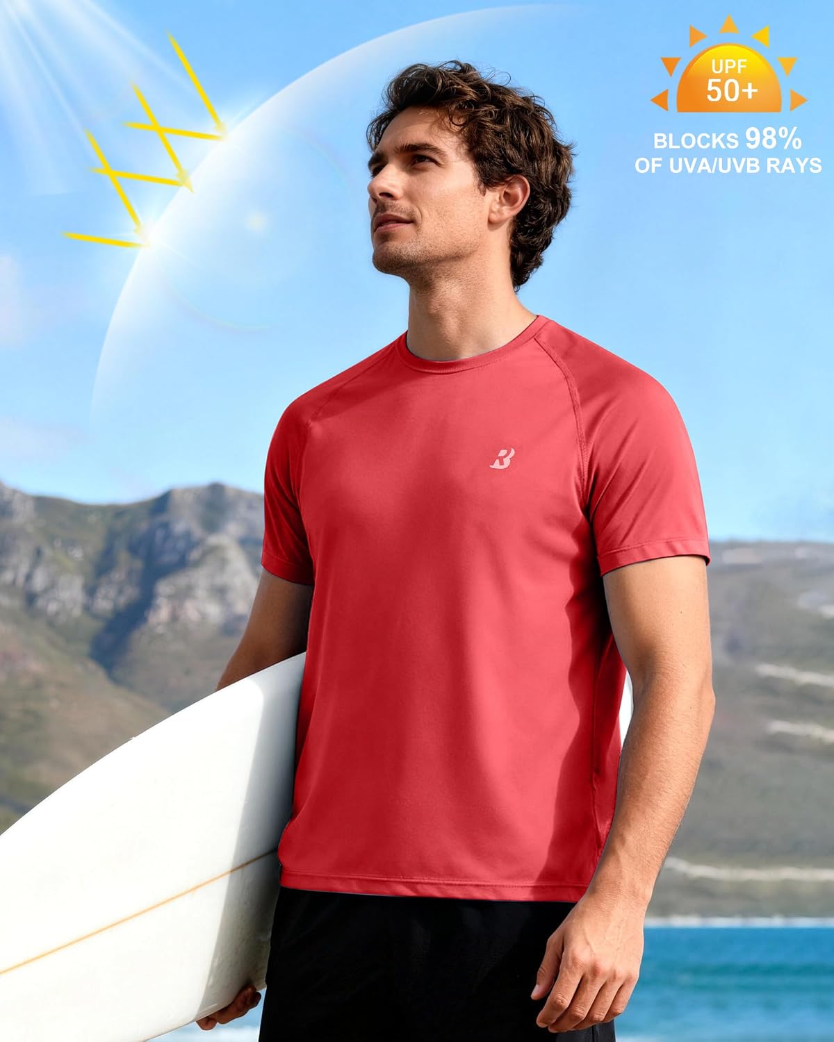 Thumbnail 2 de Roadbox Men's Rash Guard Short Sleeve – UPF 50+ Sun Protection, Quick-Dry Lightweight T‑Shirt