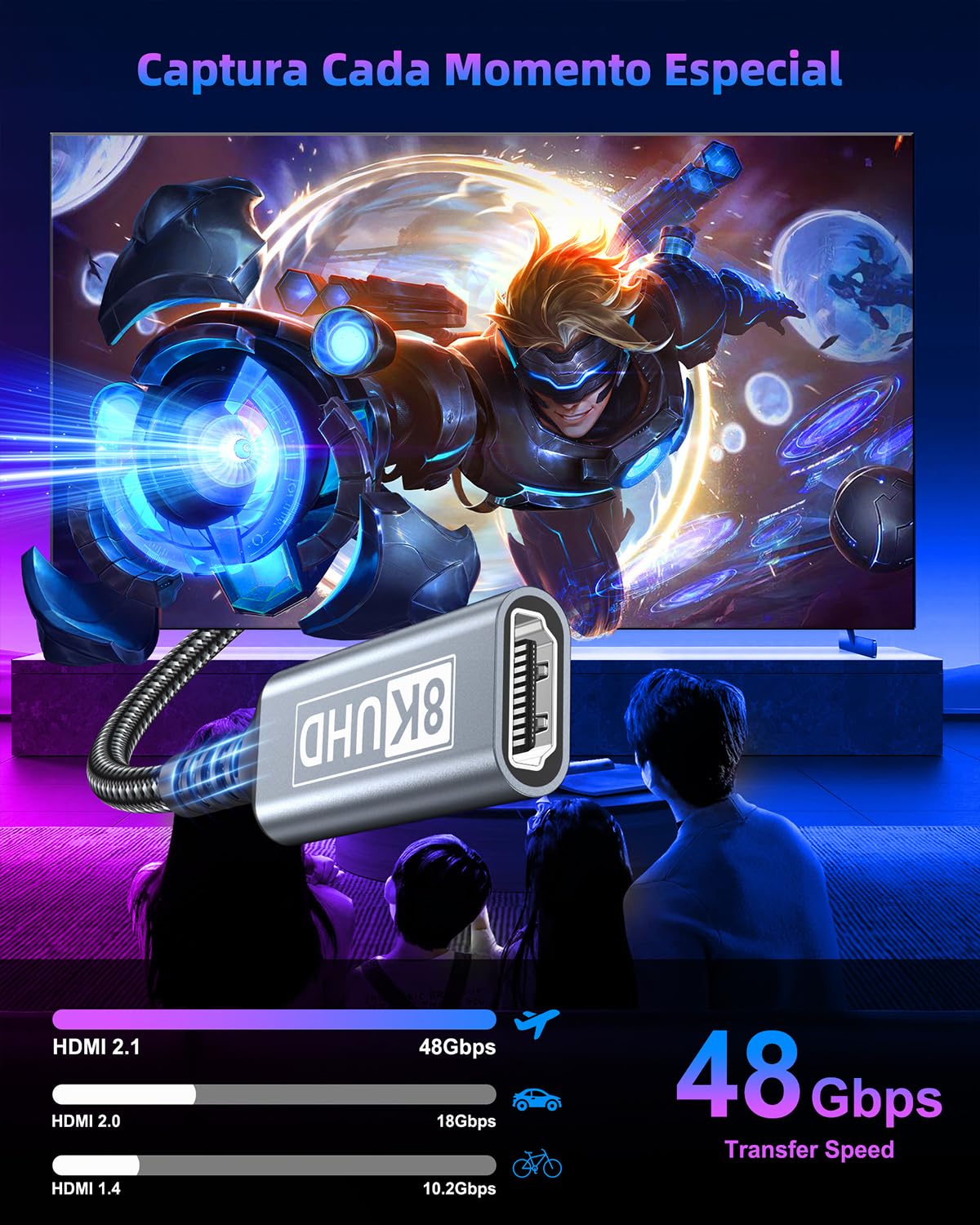 Thumbnail 2 de ZEENVIC Cable Alargador HDMI 1M 48Gbps