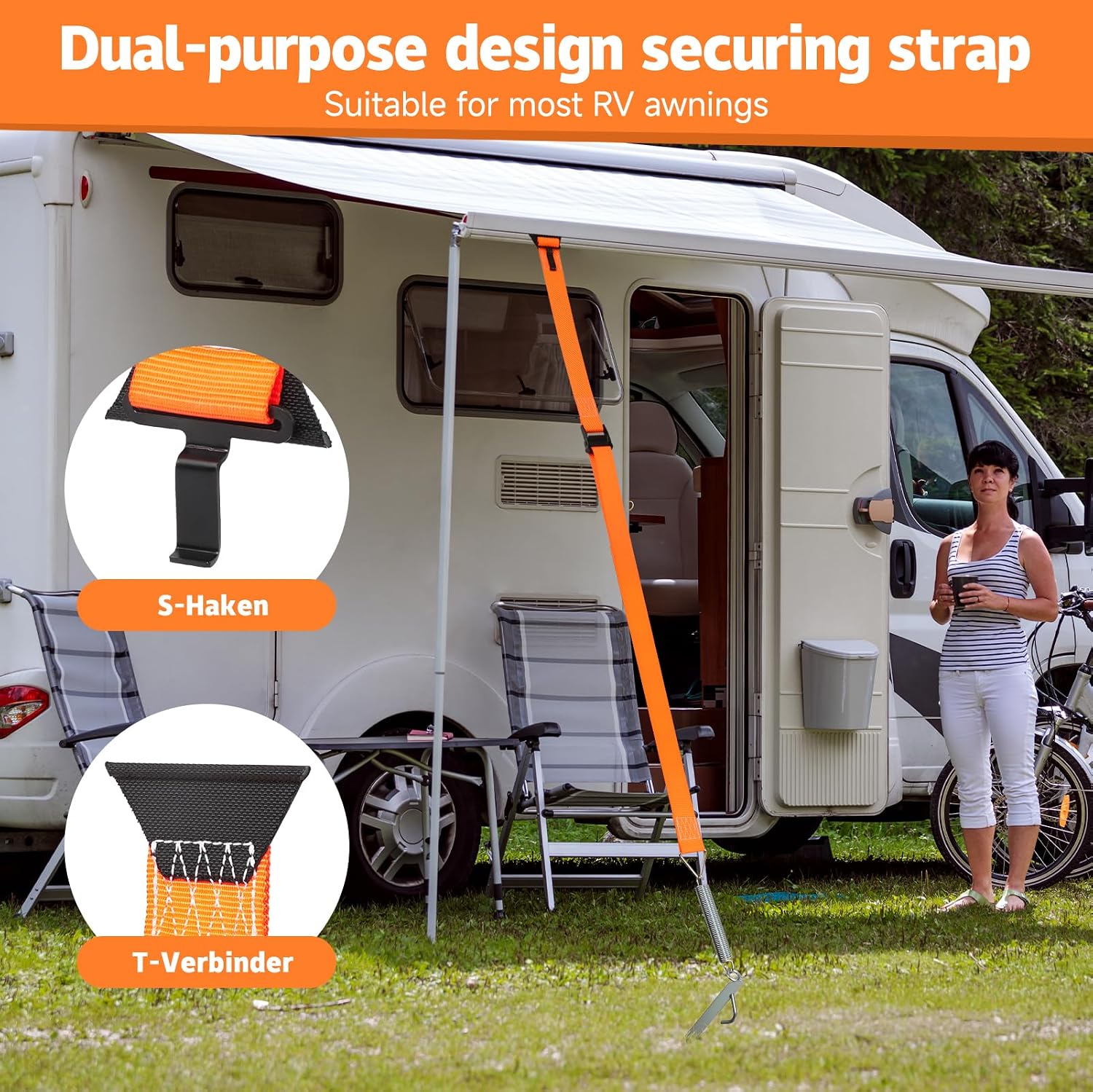 Thumbnail 6 de Sturmband für Vorzelt & Markise – 5 cm breites Gurtband, 38 cm Erdanker, Sturmsicherung für Wohnmobil