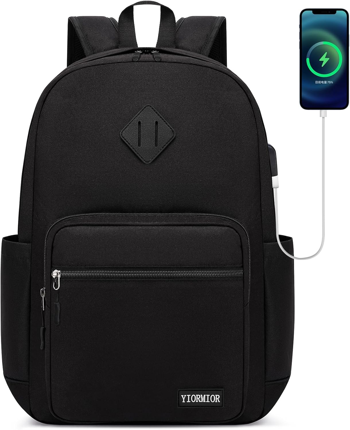 Detalle 2 de YIORMIOR Zaino scuola università con porta PC fino a 15,6” e USB integrata