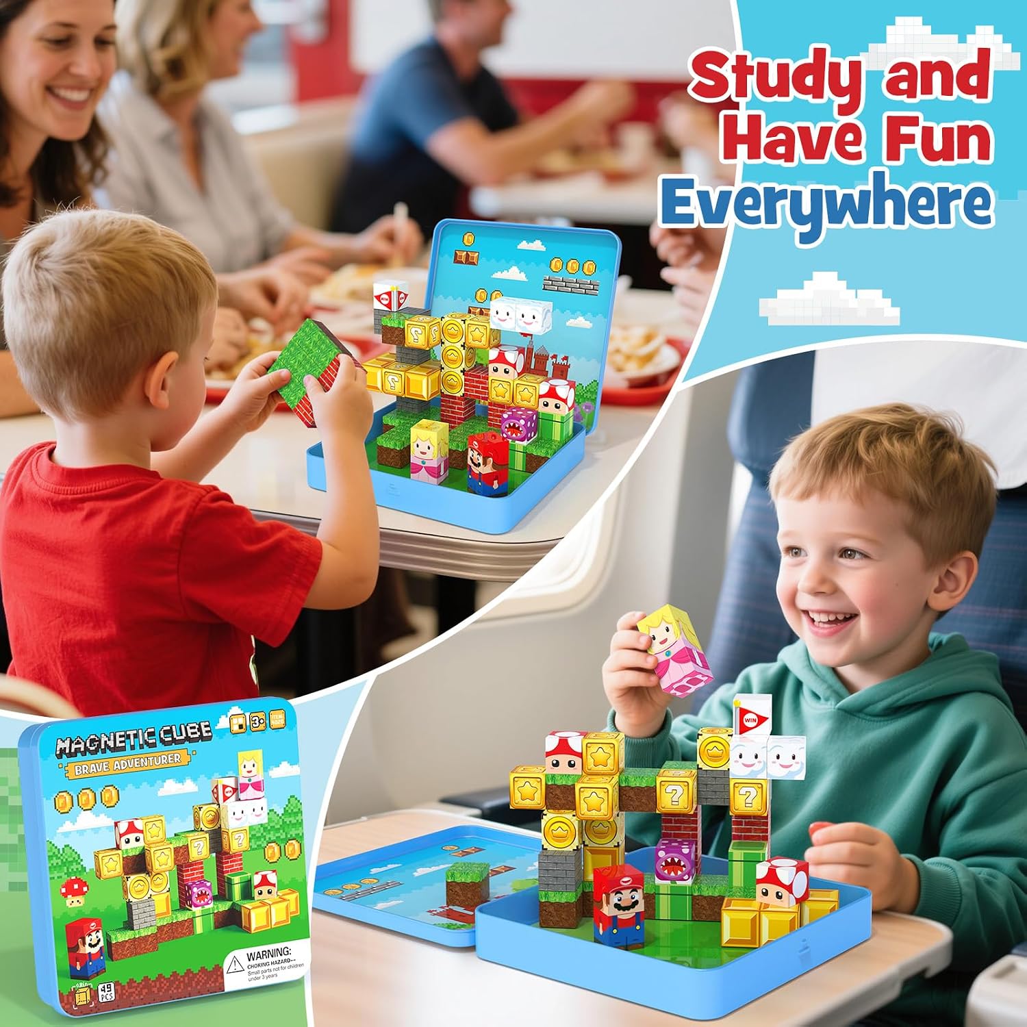 Thumbnail 3 de Magnetische Bausteine Reiseset – 49 Teile, 2-in-1 Eisenbox, STEM Lernspielzeug ab 3 Jahren