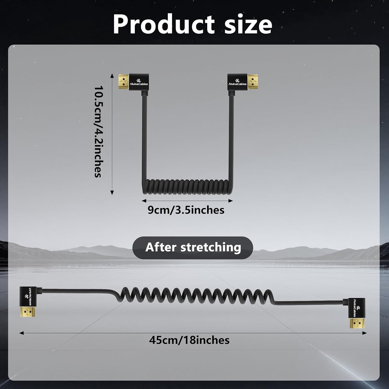 Thumbnail 6 de Alvin's Cables 8K HDMI 2.1 Braided Left-to-Right Angle Cable (30–45 cm) for Atomos Ninja V, Portkeys BM5, Feelworld, and More