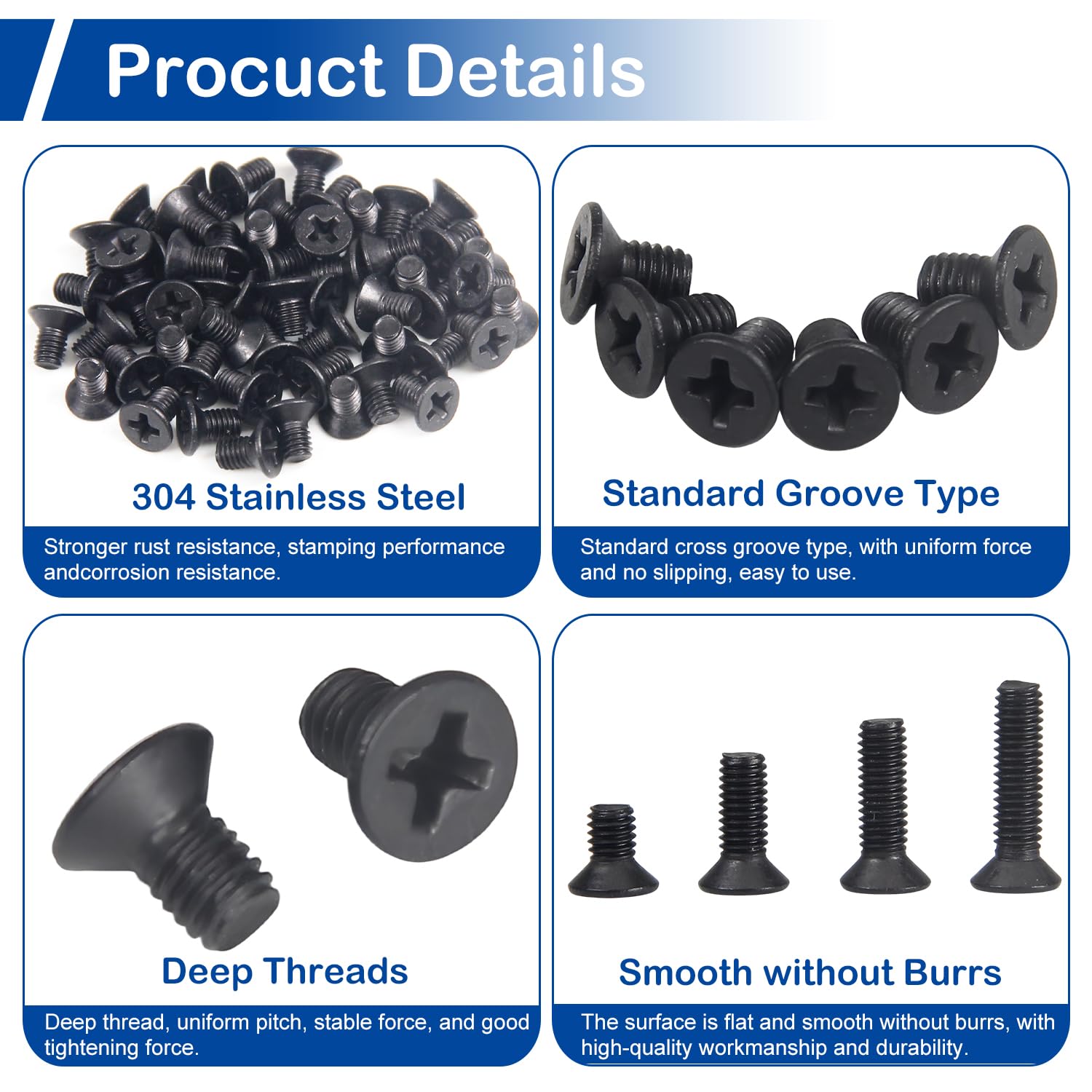 Detalle 2 de MroMax Countersunk Machine Screws M6 x 12mm