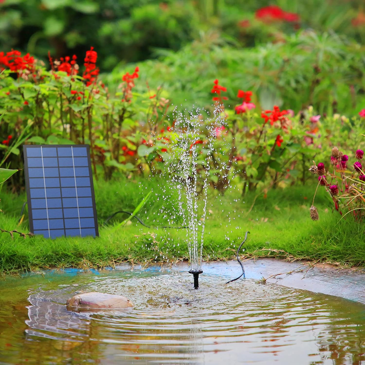 Thumbnail 1 de AISITIN Solar Fountain Pump (2.5W) with 6 Nozzles & Transparent Hose