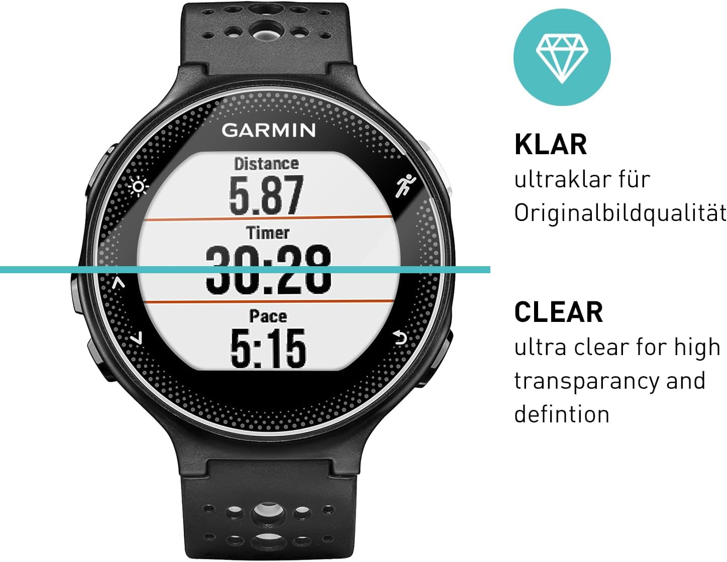 Detalle 2 de SmarTect Tempered Glass Screen Protector for Garmin Forerunner 235, 9H, 3-Pack