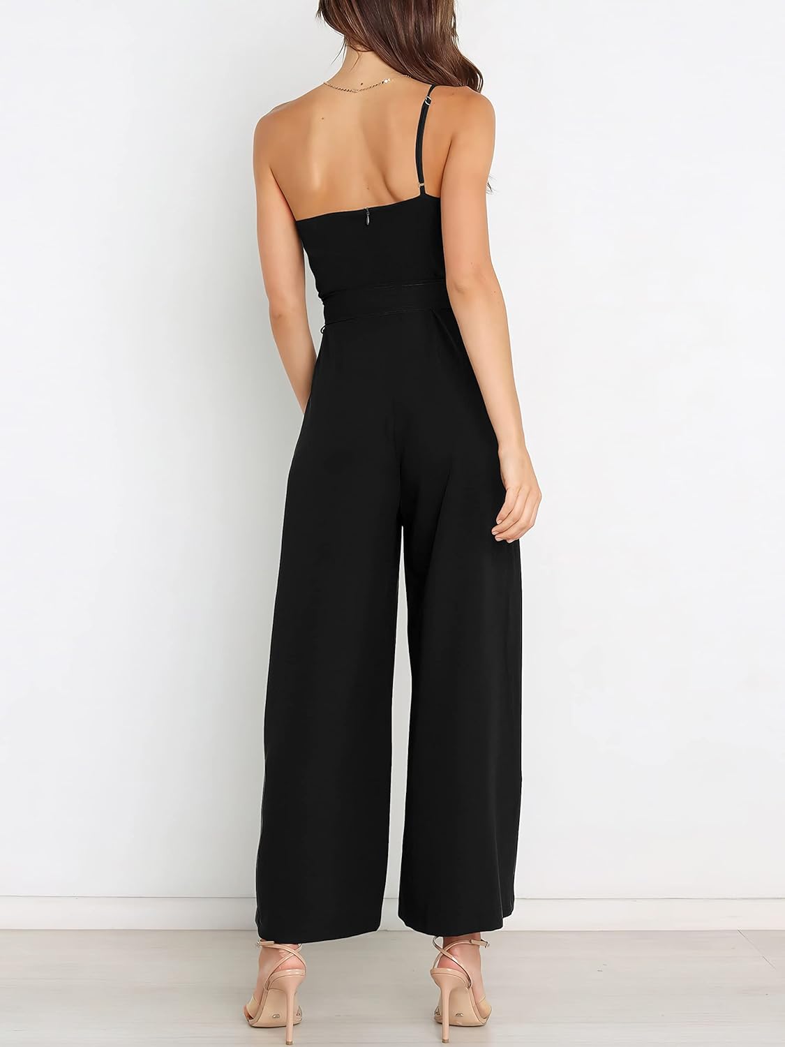Thumbnail 2 de ANRABESS Women Summer Dressy Jumpsuits: One-Shoulder Sleeveless Wide-Leg Romper