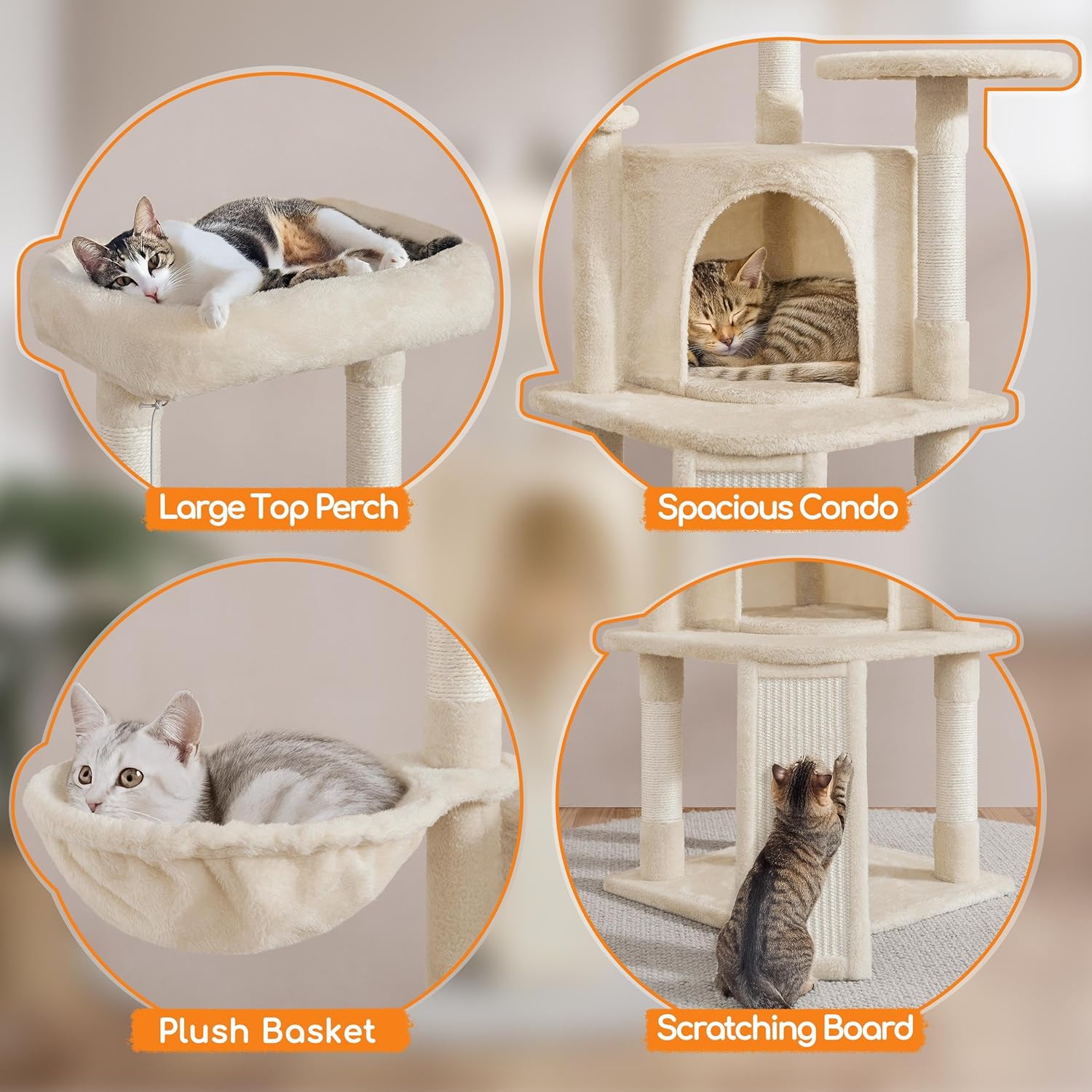Thumbnail 3 de Yaheetech 107cm Cat Tree with Condo and Basket 🐱