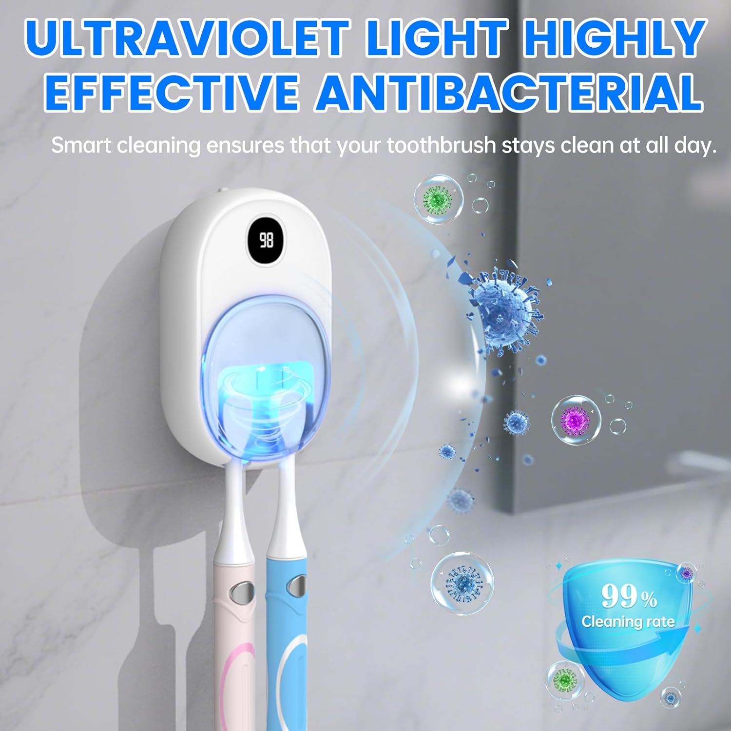 Thumbnail 2 de MISIRUN Porte brosse à dents UV-C 2 emplacements