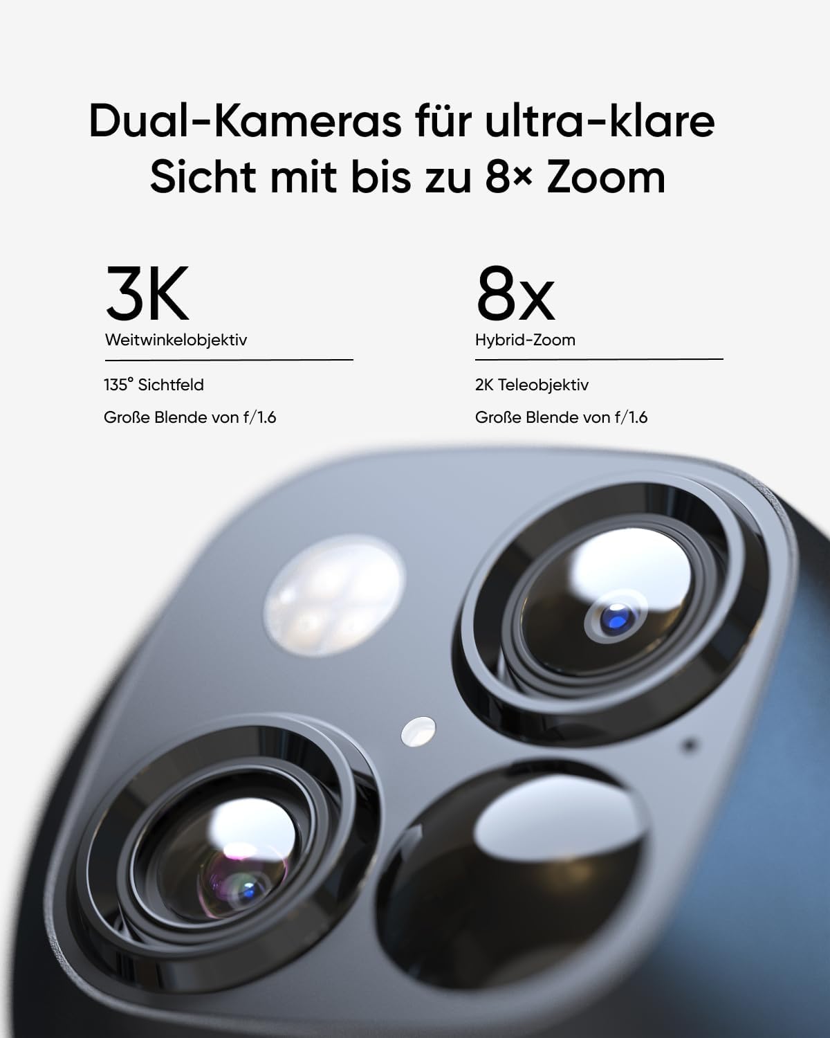 Detalle de eufy SoloCam S340 – Solar-Außenkamera mit 3K-Auflösung und 360°-Abdeckung