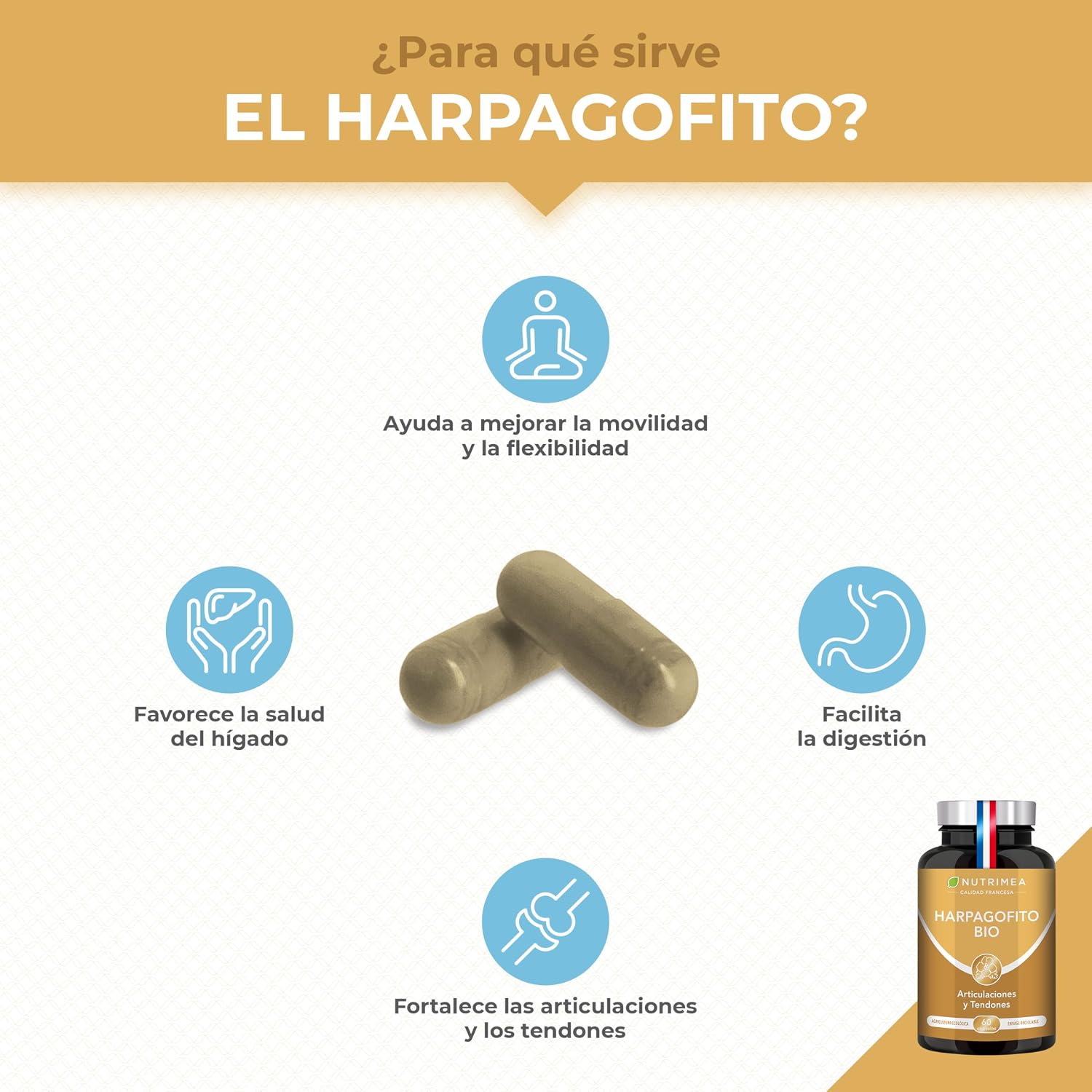 Detalle 2 de Nutrimea HARPAGOFITO BIO 1200 mg 60 cápsulas