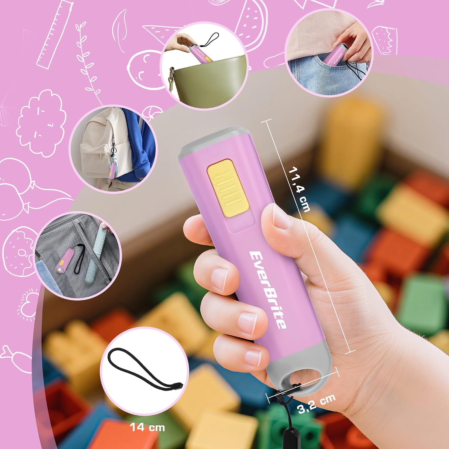 Detalle de EverBrite Mini Torcia LED Rosa – Compatta, Leggera e Versatile