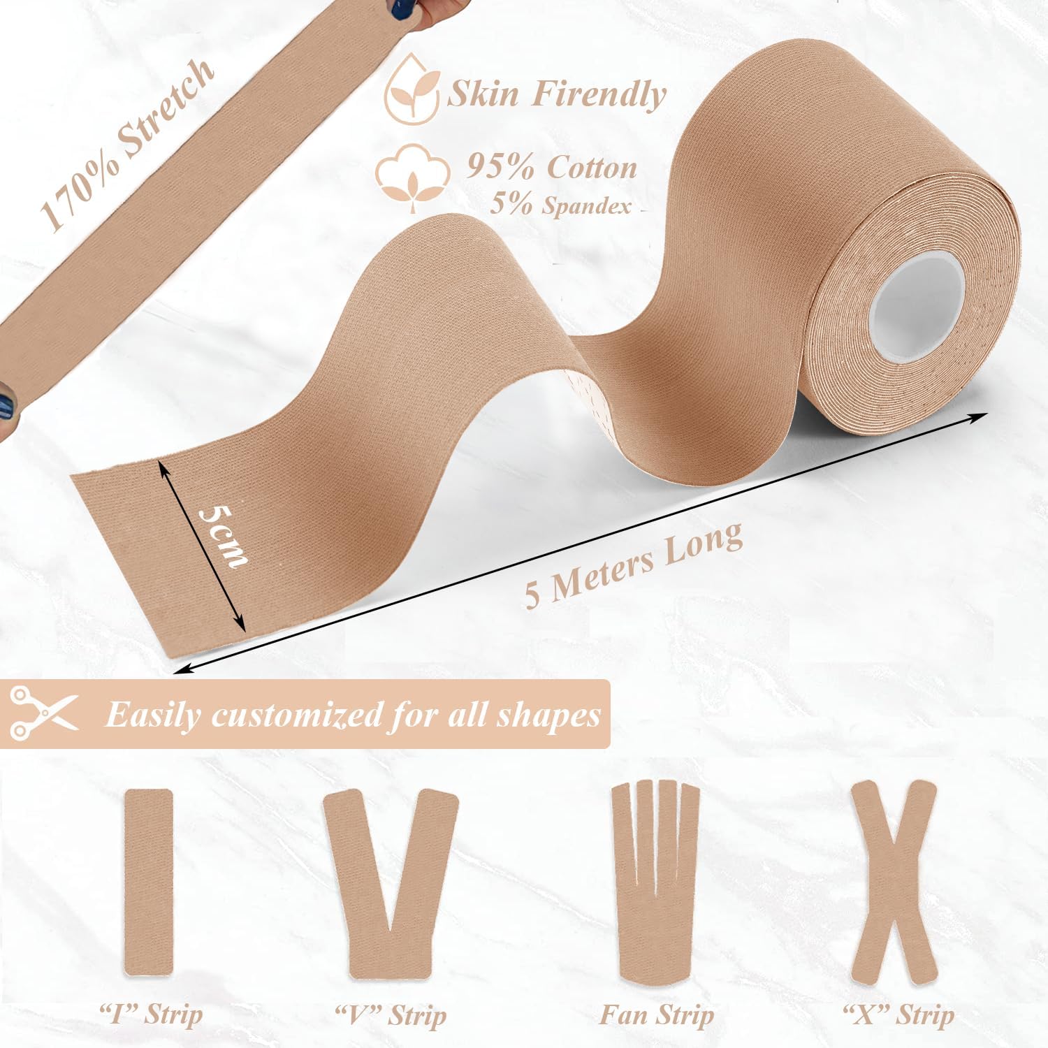 Detalle 2 de HONYAO Kinesiology Tape 2 Rolls 5m