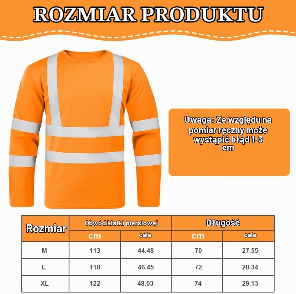 Detalle 2 de BSBUY męska bluza robocza Hi Vis z długim rękawem i taśmami odblaskowymi