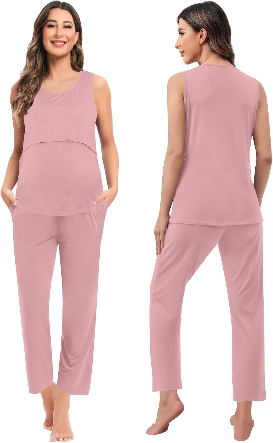 Detalle 2 de SWOMOG Maternity Nursing Robe Set 3 PCS — Nursing Pajamas