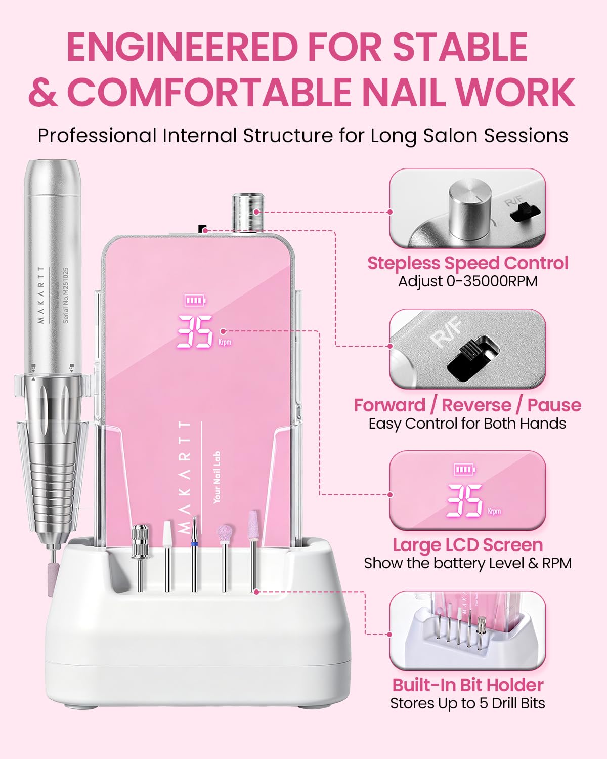 Thumbnail 5 de Makartt Nail Drill 60W Professional ๐