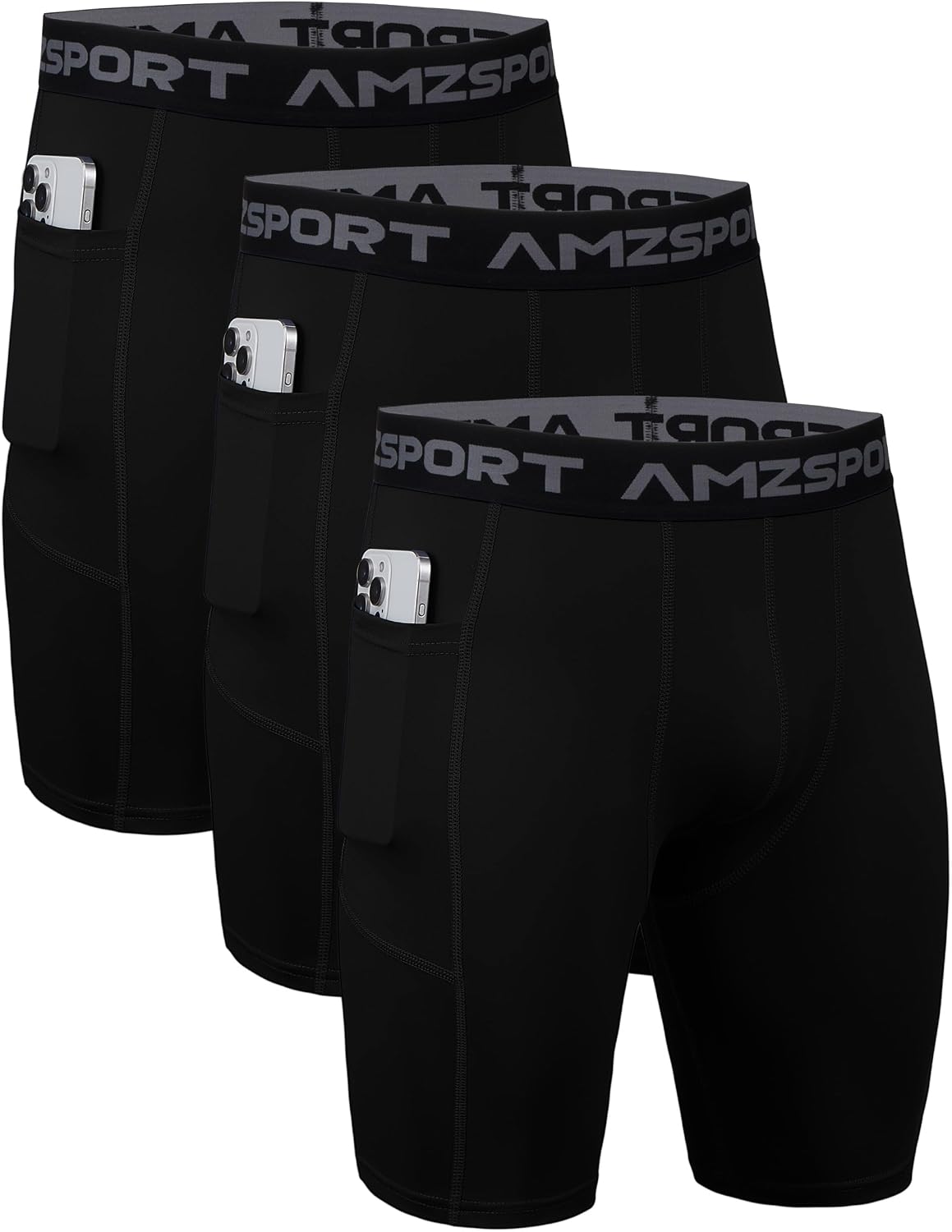 Thumbnail 6 de AMZSPORT set 1/2/3 pantaloncini uomo a compressione: shorts sportivi traspiranti per palestra e running