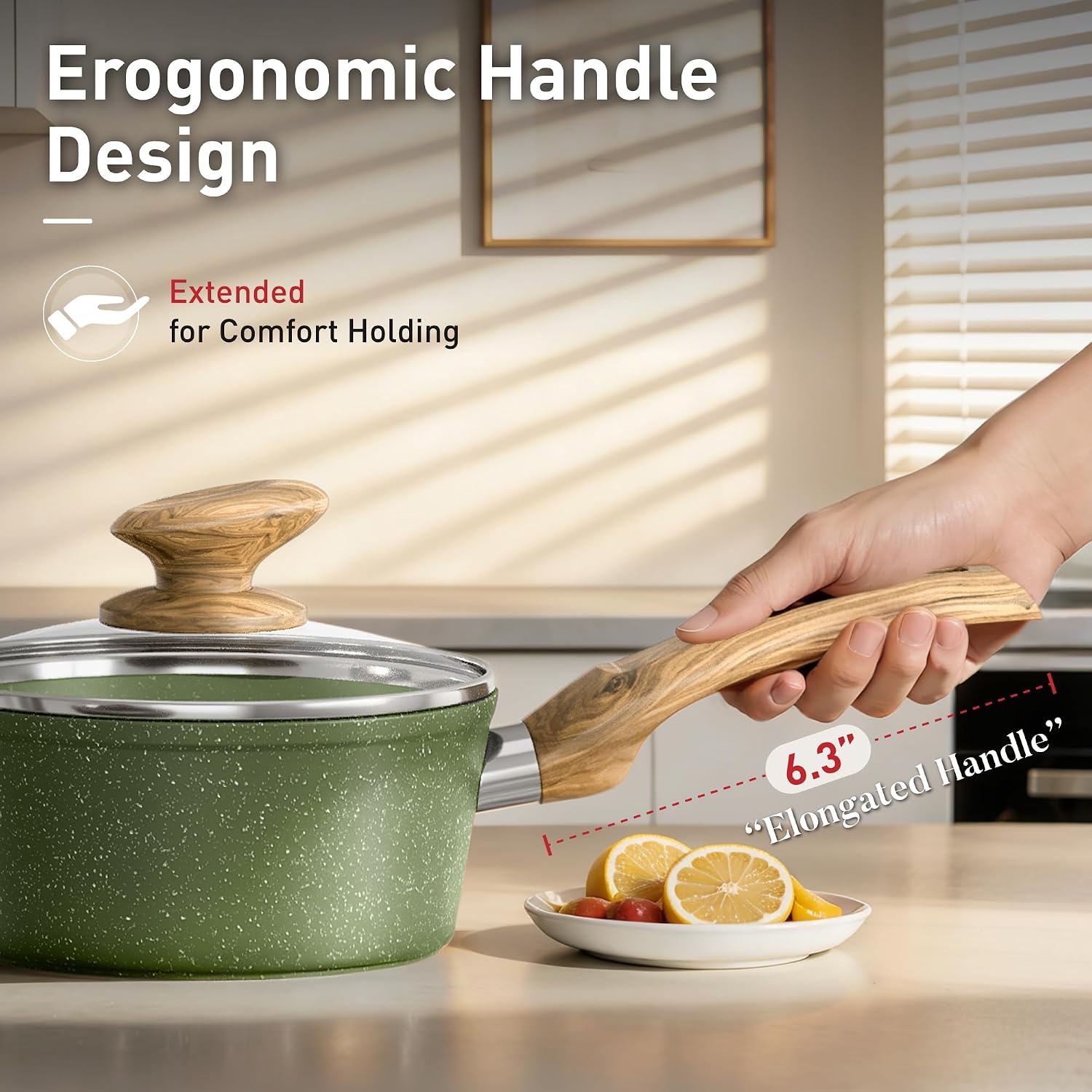 Thumbnail 6 de DishDelight Induction Pots and Pans Set (Nonstick Granite, 12-Piece) in Green