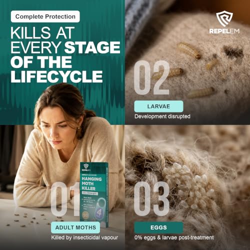 Detalle de REPELEM Hanging Moth Killer for Wardrobes - 4 Pack