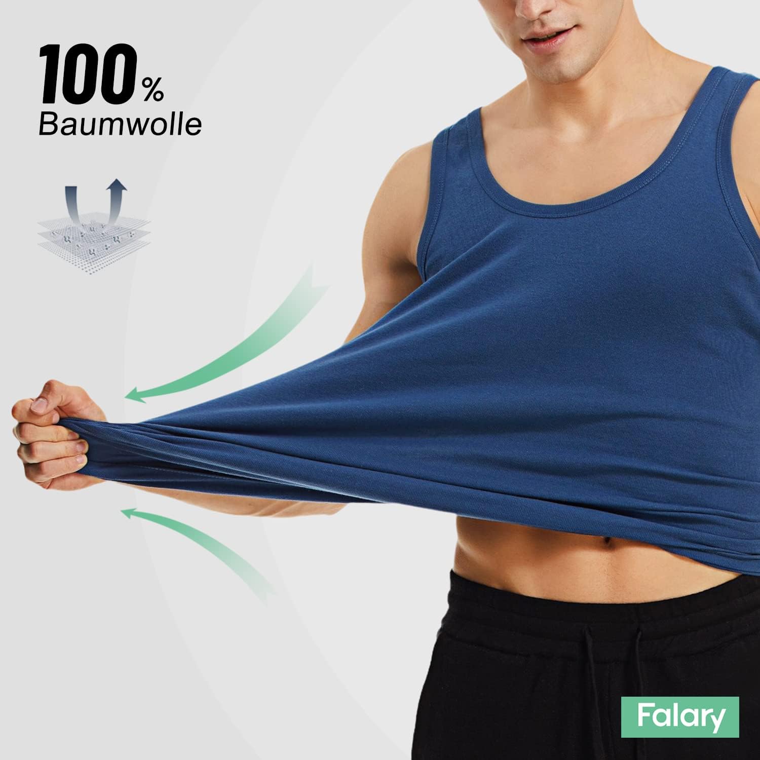 Thumbnail 2 de FALARY Unterhemd Herren 3/5er Pack – Tank Top aus 100% Baumwolle, Mehrfarbig