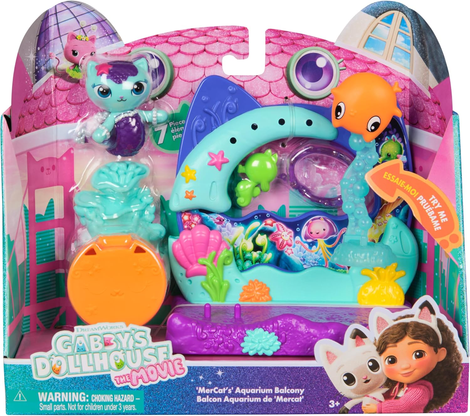 Detalle de Gabby's Dollhouse The Movie MerCat's Aquarium Balcony Playset