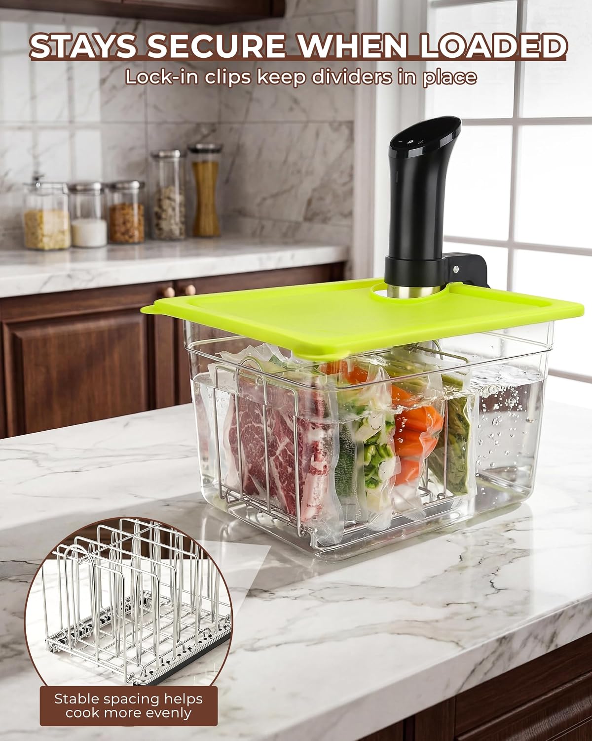 Thumbnail 4 de EVERIE Sous Vide Container 12 Quart Universal Lid and Rack 🥘
