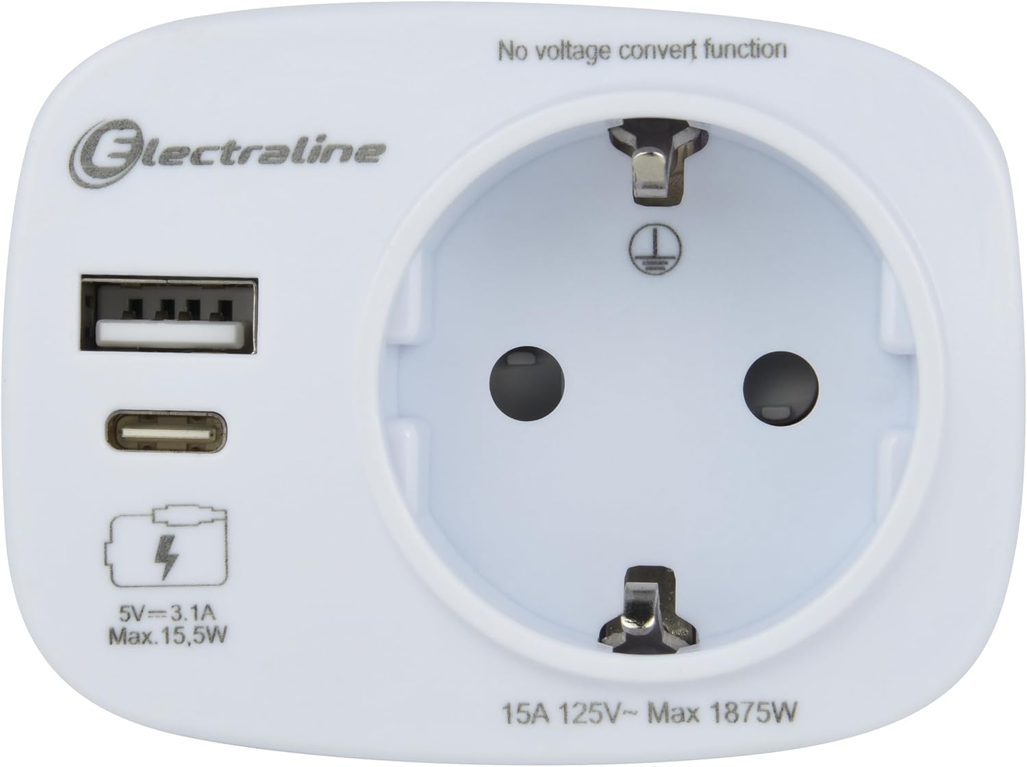 Detalle 2 de Electraline 70036 Adattatore da viaggio USA: spina tedesca con 2 USB
