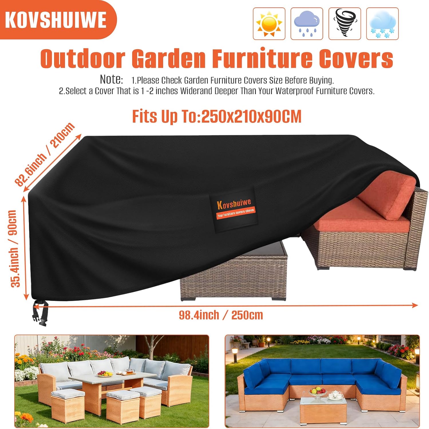 Detalle 2 de Kovshuiwe Large Garden Furniture Cover 250x210x90cm
