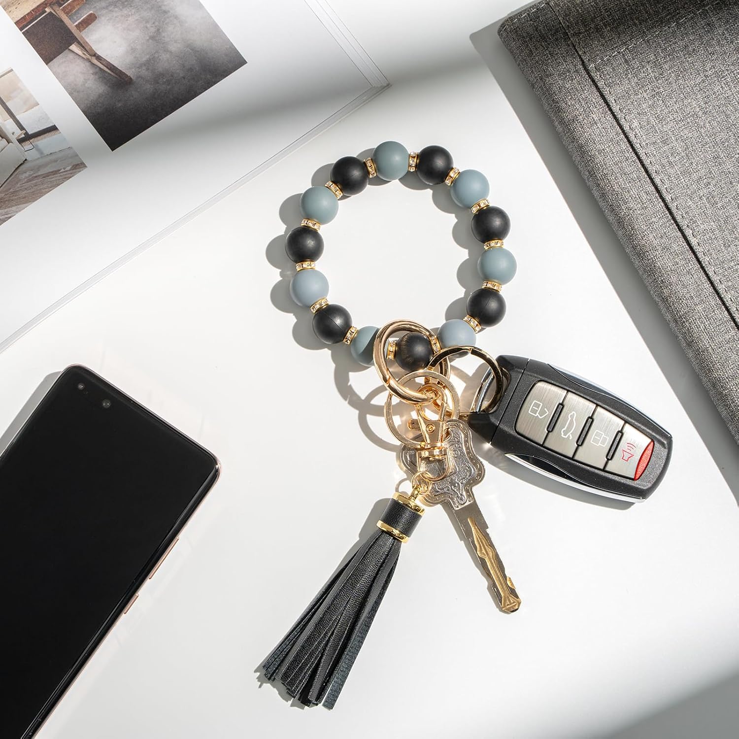 Thumbnail 4 de CHUQING Schlüsselanhänger-Armband mit Silikonperlen für Autoschlüssel – Schlüsselarmband für Damen