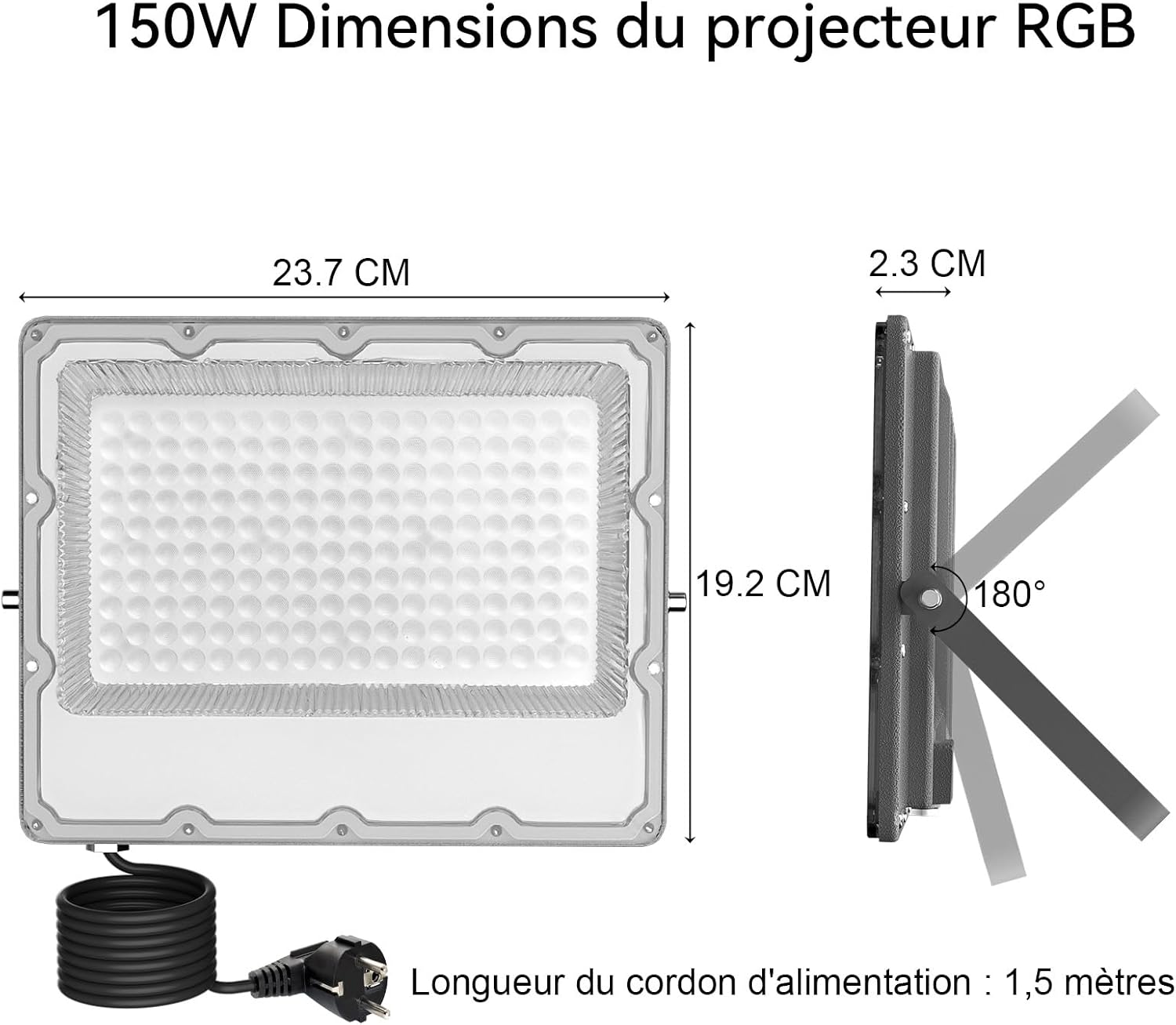 Detalle de MEEKBOS MKB-ZJRGB150 RGB-ledschijnwerpers, set van 2, 150 W, IP66
