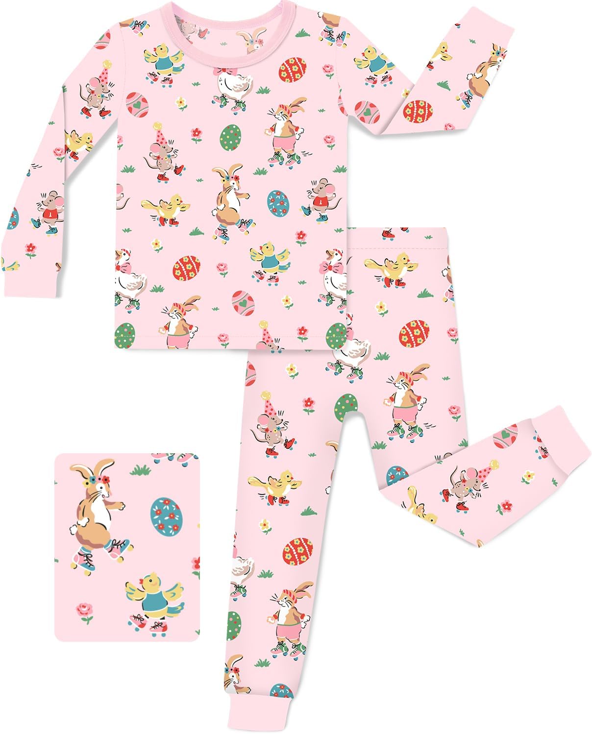 Detalle de babee Reshinee Bamboo Viscose Toddler Pajamas, Long-Sleeve Unicorn Mermaid 2-Piece