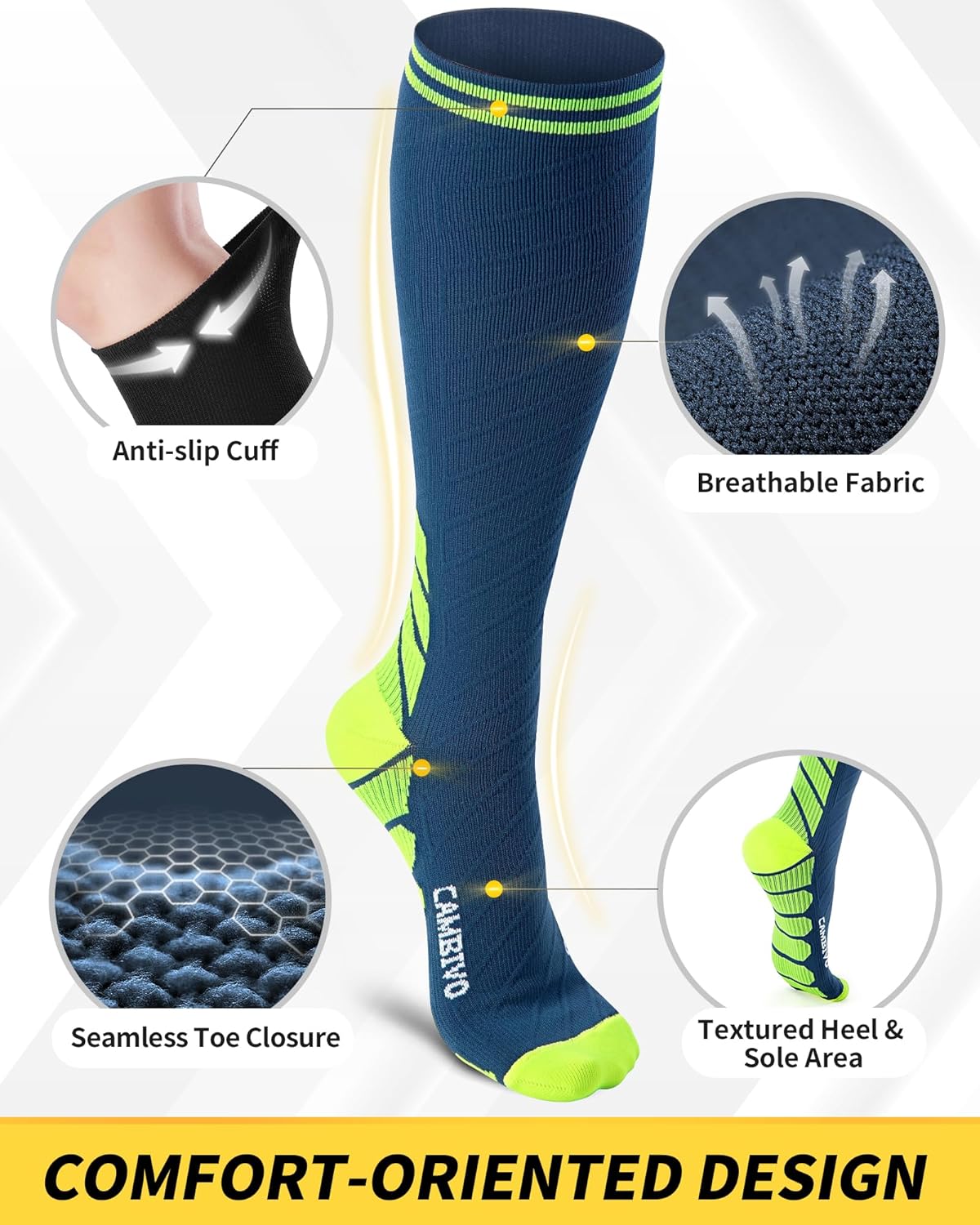 Thumbnail 1 de CAMBIVO 20–30 mmHg Compression Socks 3-Pack for Men & Women – Flight, Running & Pregnancy Support