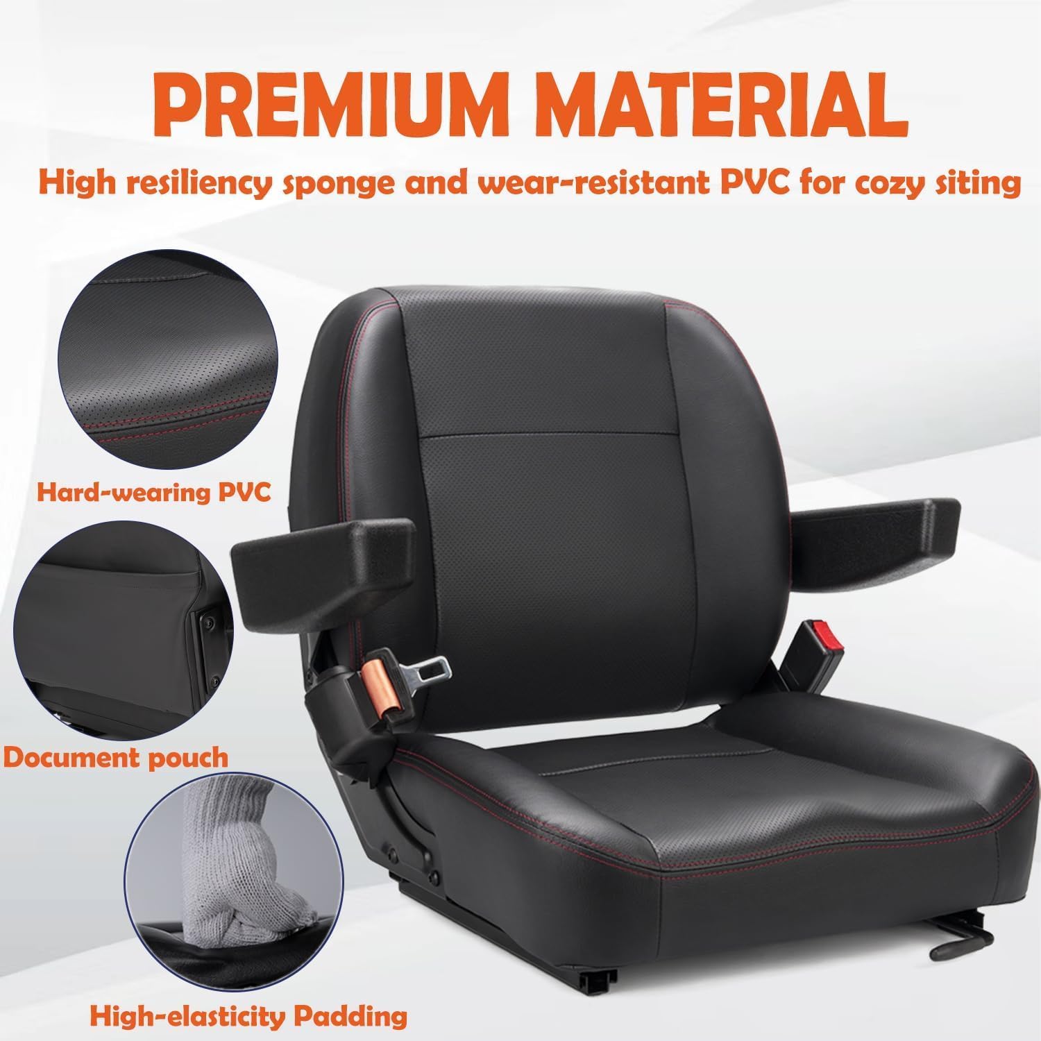 Thumbnail 6 de SEATIN Universal Forklift Seat 6" Slide