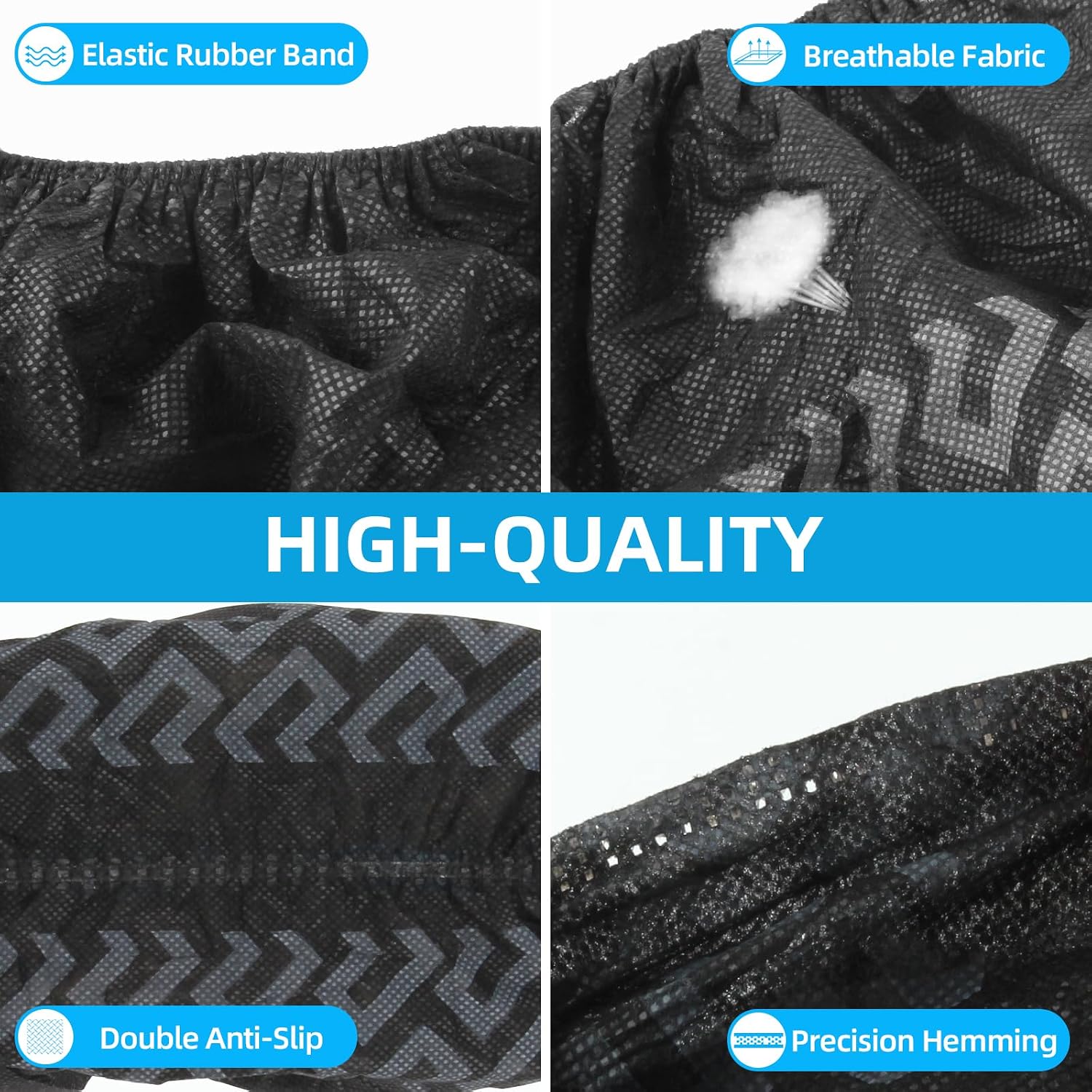 Detalle 2 de WUJUN Disposable Shoe Covers, Black, 100 Pack (50 Pairs) – Durable, Waterproof, One Size