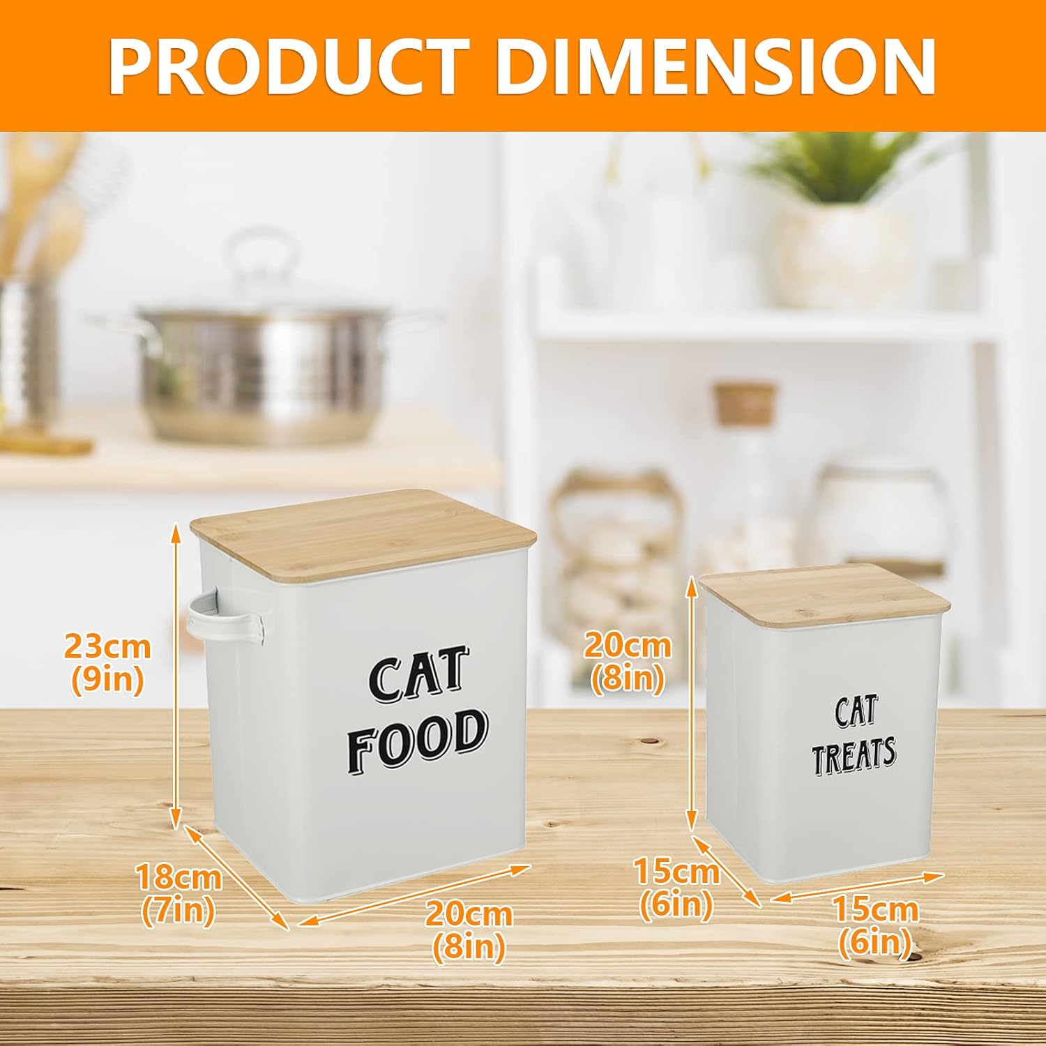 Thumbnail 6 de Pet Food and Treats Containers Set with Scoop (Cats or Dogs) in Beige Powder-Coated Carbon Steel