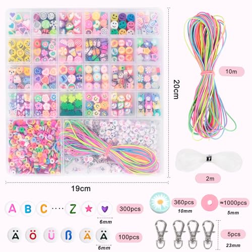 Thumbnail 1 de RUBY 1800 cuentas para enhebrar niños: set creativo para pulseras, collares y manualidades