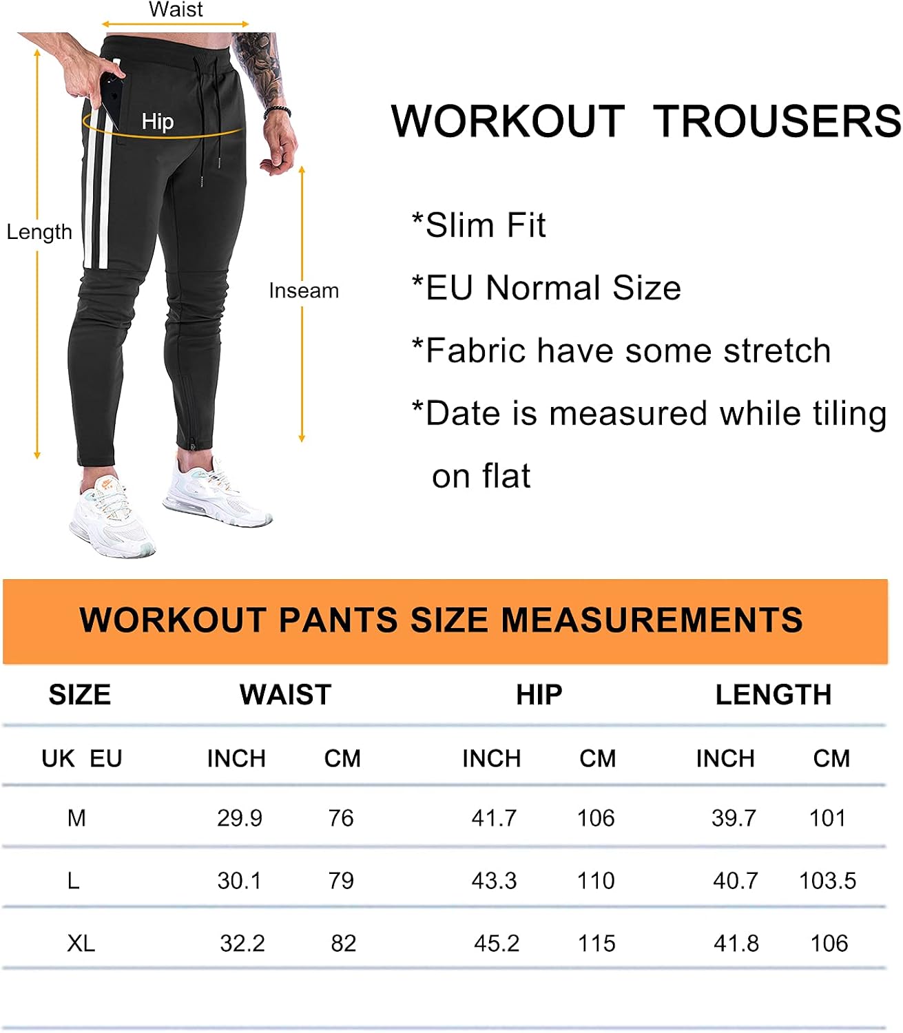 Thumbnail 6 de Suwangi Pantaloni Tuta Uomo Slim Fit con Tasche Zip