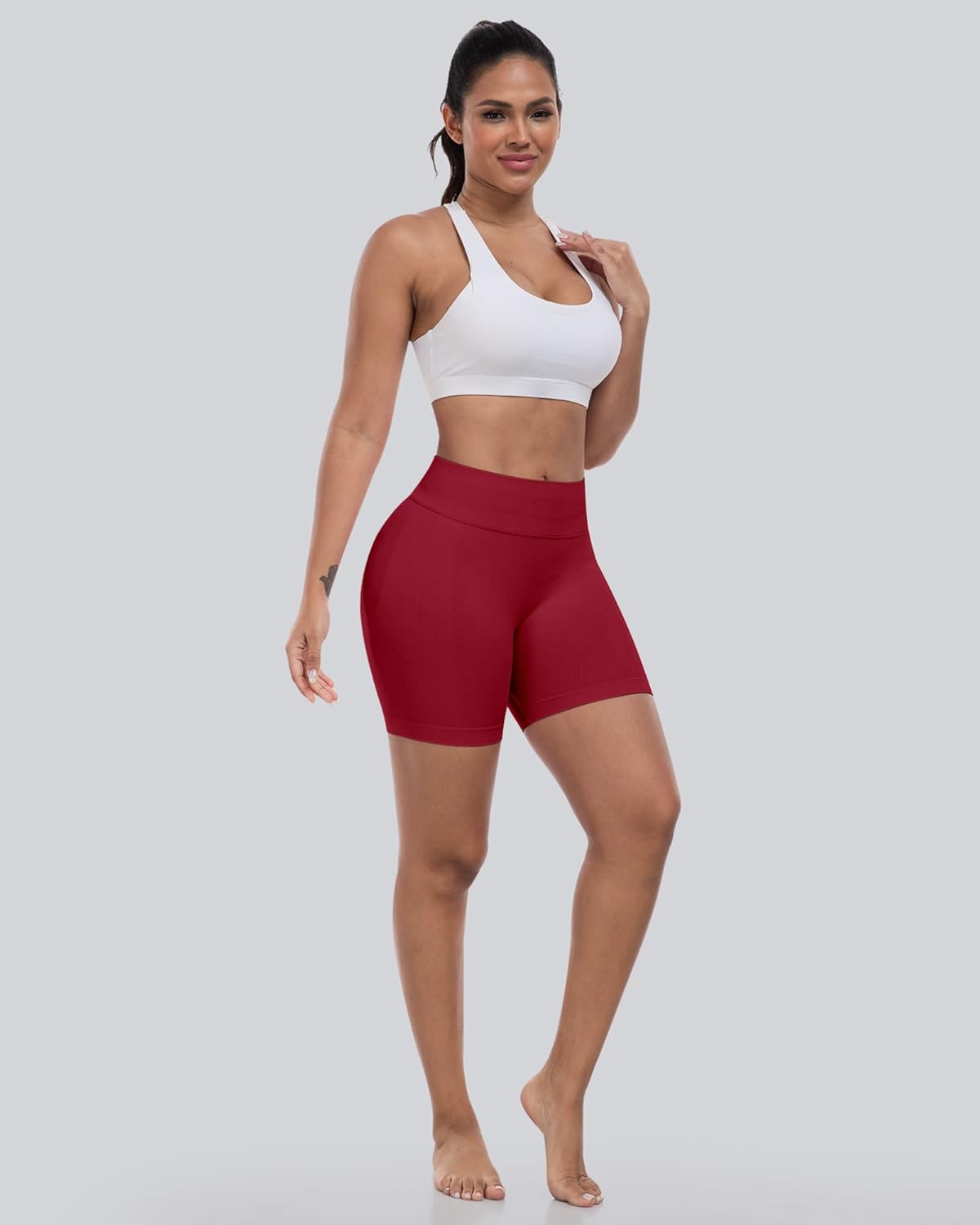 Thumbnail 1 de CHRLEISURE Workout Gym Biker Shorts – High-Waisted, Scrunch Butt, Seamless 4-Piece Set