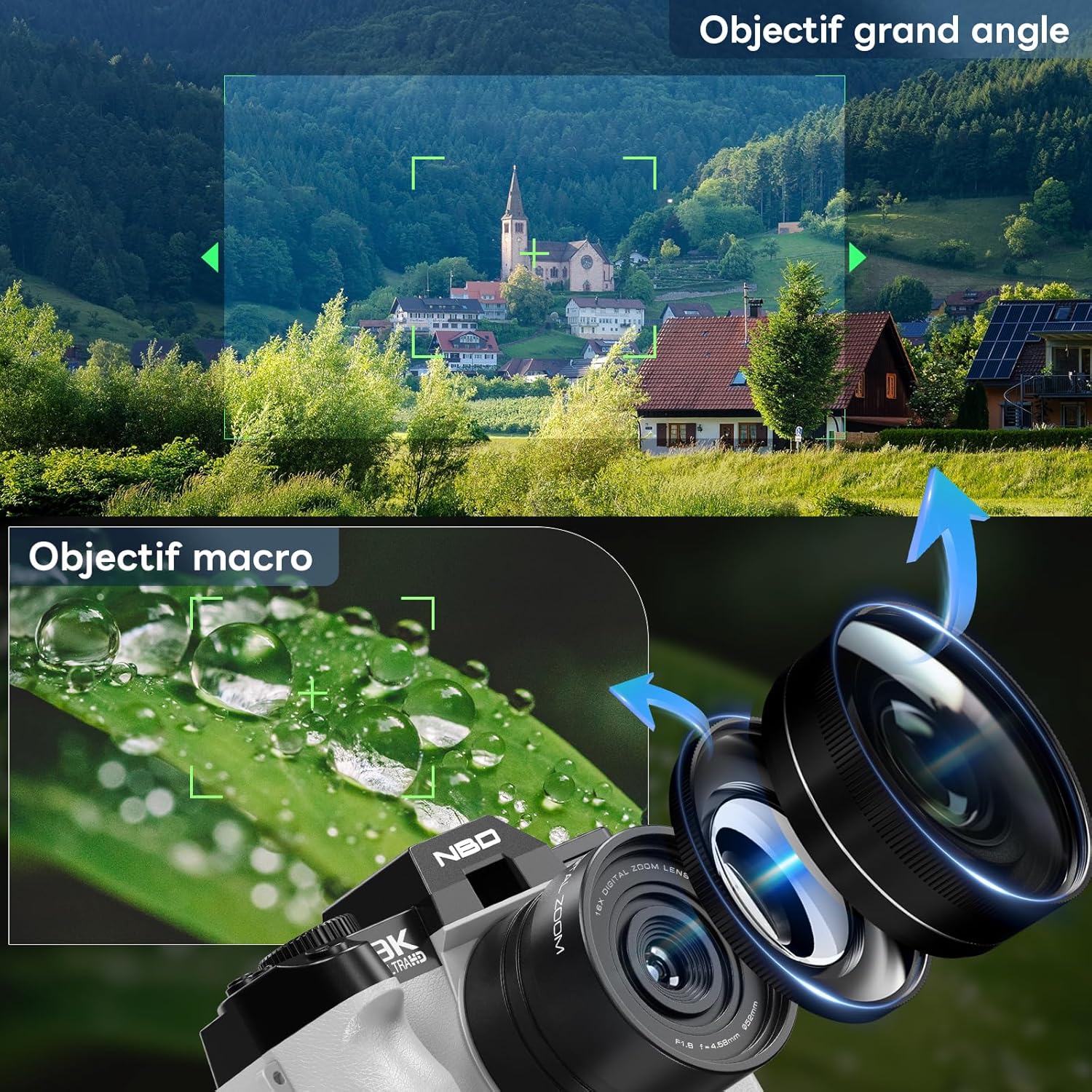 Detalle 2 de NBD Appareil Photo Numérique 8K 64MP avec Autofocus et Zoom 16x – Grand Angle et Écran 180°