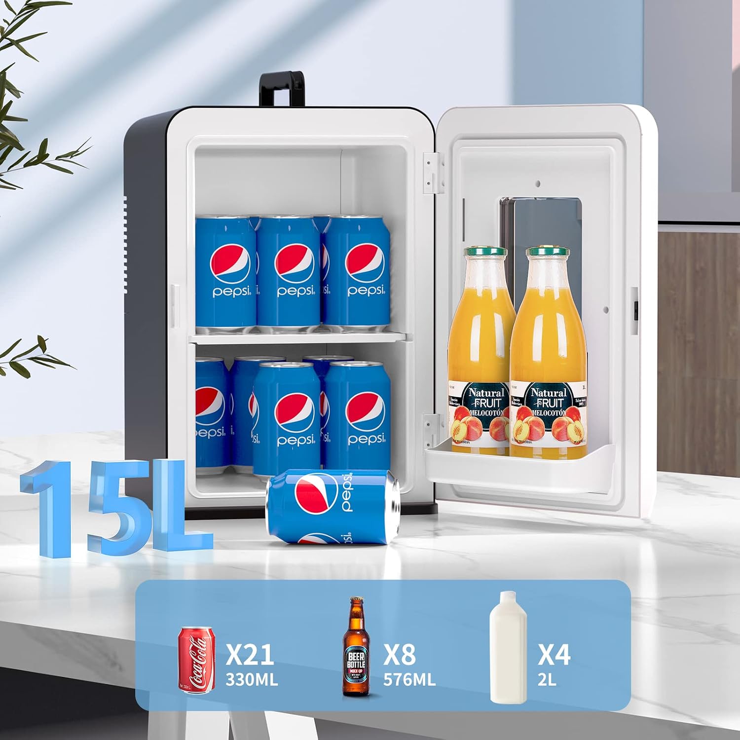 Detalle 2 de Cumeod Mini Kühlschrank 15 Liter, 21 Dosen