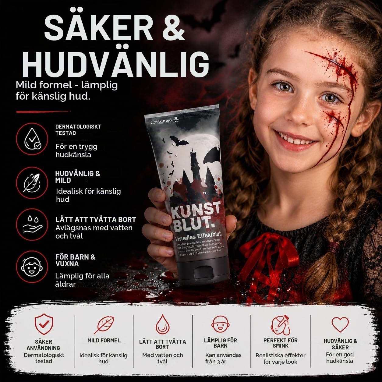 Detalle de Costumed TK39331 flytande fejkblod, 50 ml för smink och utklädnad