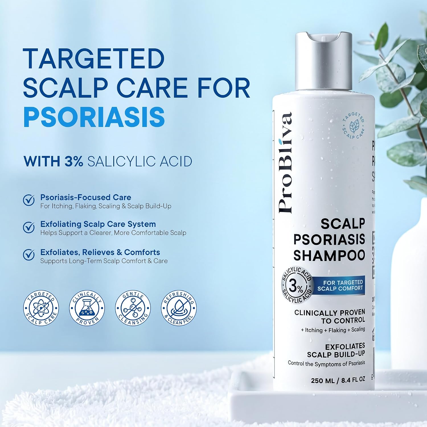 Detalle 2 de ProBliva Psoriasis Shampoo with 3% Salicylic Acid, 8.4 fl oz