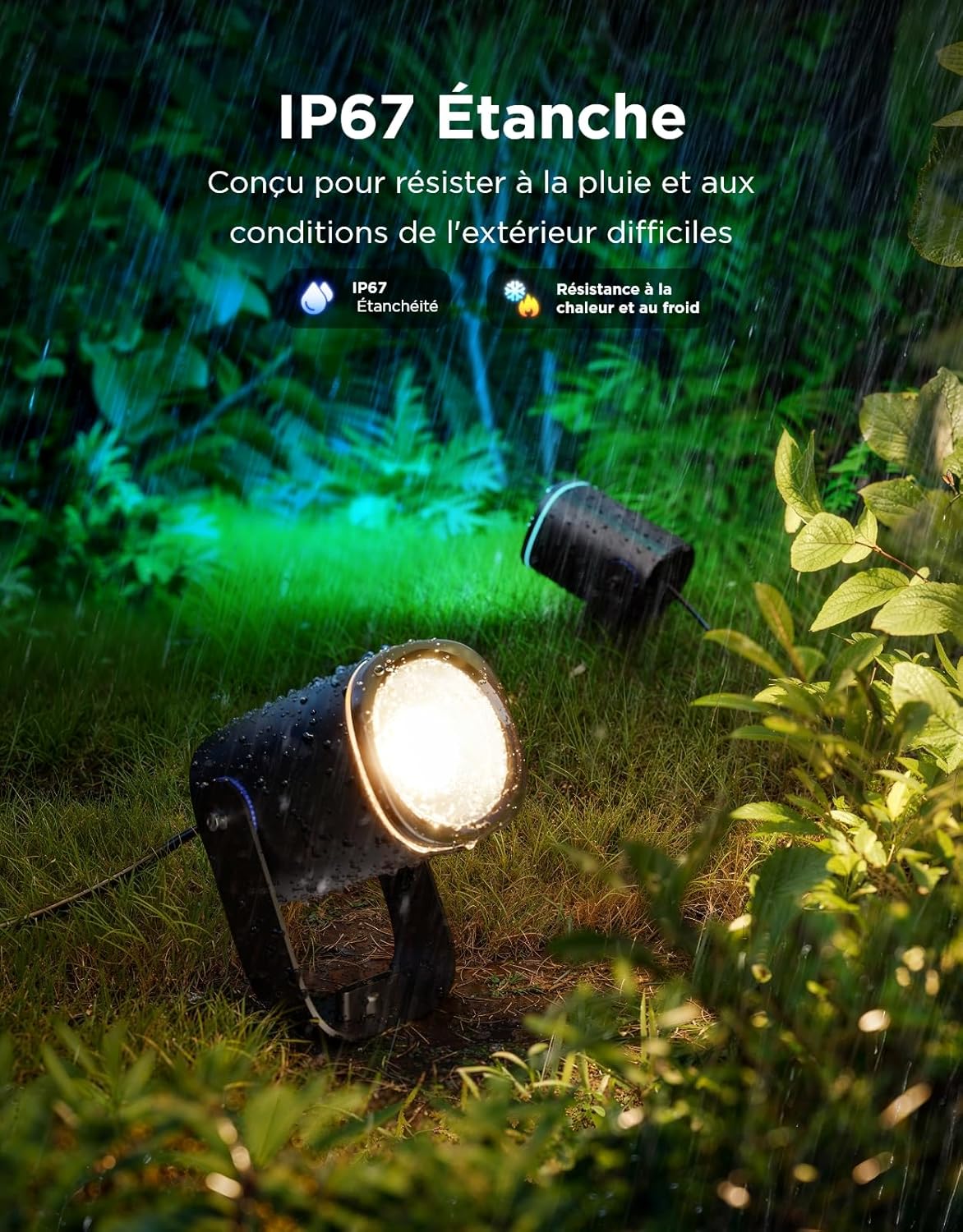 Thumbnail 2 de Govee Spots d'extérieur 2 — Projecteurs RGBWIC IP67, 2 paquets, 69 modes et contrôle Matter/Alexa/Google