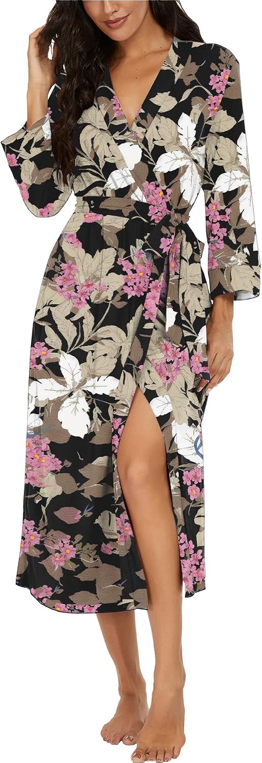 Thumbnail 3 de VINTATRE Women Kimono Robe Lightweight V-neck 🛍