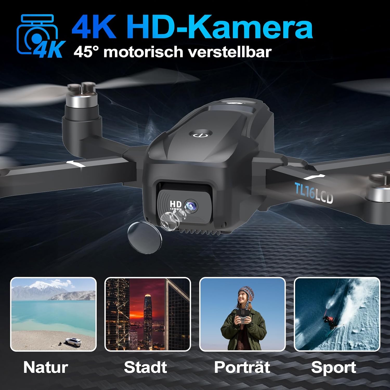 Detalle de Tolatoyus TL16LCD FPV Drohne mit 4K Kamera