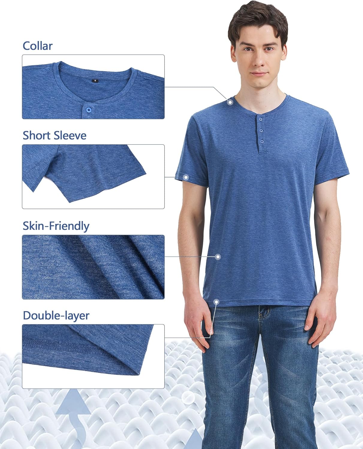 Thumbnail 4 de Liloak Henley T Shirt Mens 3 Pack / 4 Pack Short Sleeve Henley Shirt