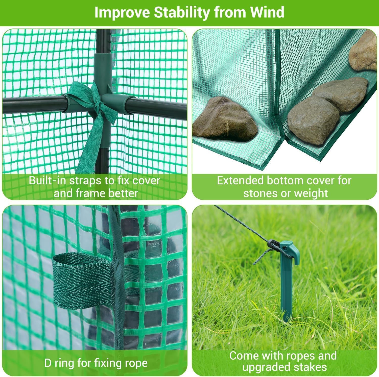 Thumbnail 4 de Ohuhu Gewächshaus Foliengewächshaus 3 Tiers mit 12 Regalen (145 x 145 x 195 cm) – winterfestes Tomatenhaus mit PE-Abdeckung